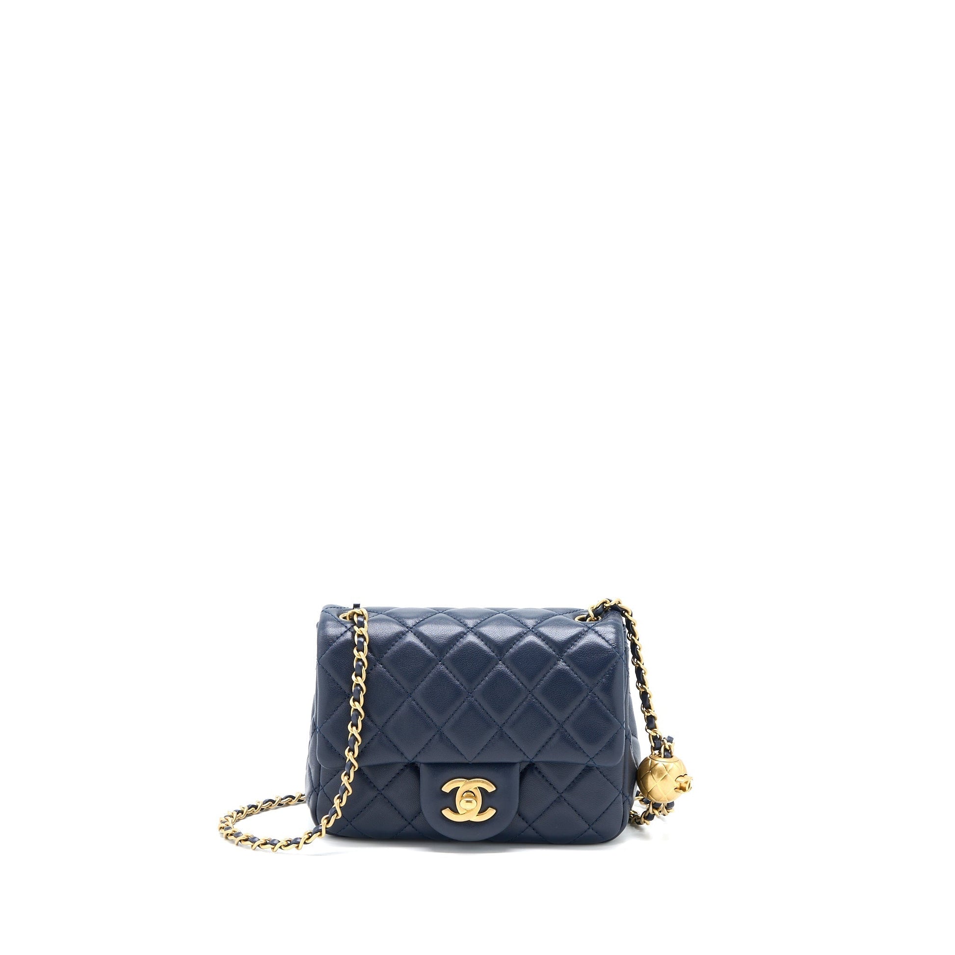 Chanel Pearl Crush Square Lambskin Navy Brushed Mini Bag