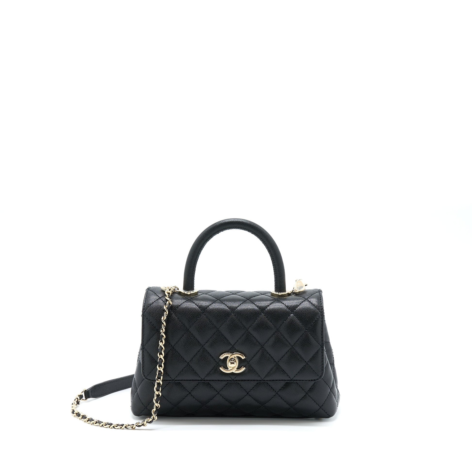 Chanel Coco Handle Caviar LGHW Microchip Black Small Handbag Microchip 3