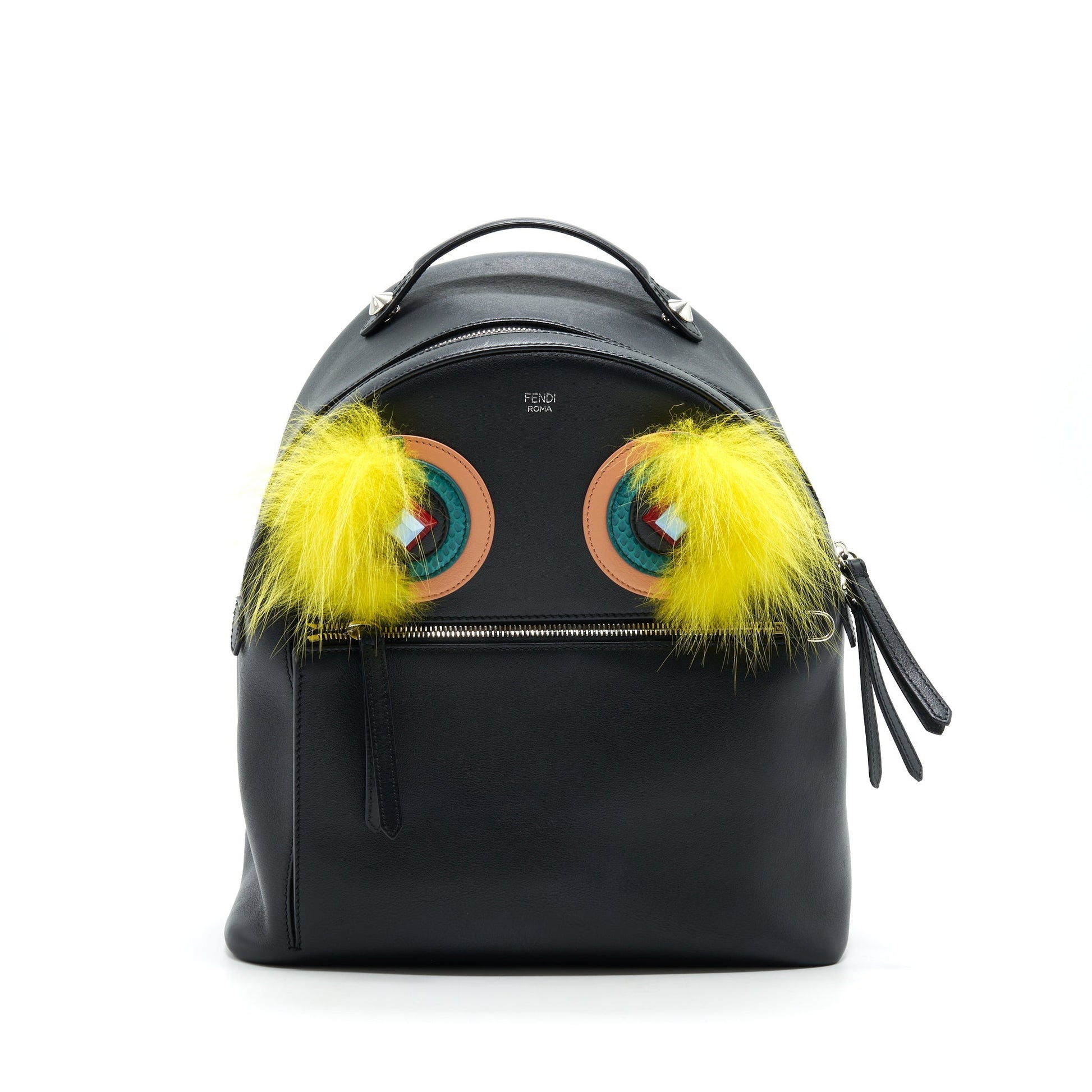 Fendi Monster Backpack Black Yellow