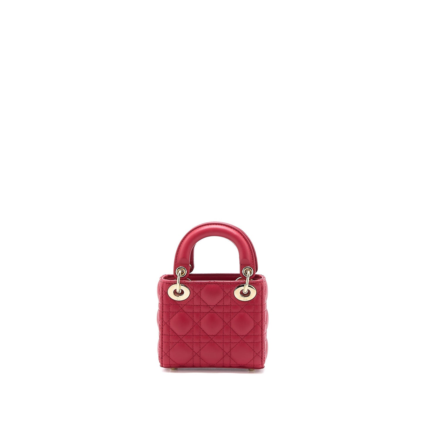 Dior Micro Lady Purse Cannage Lambskin Handbag Red Travel Bag