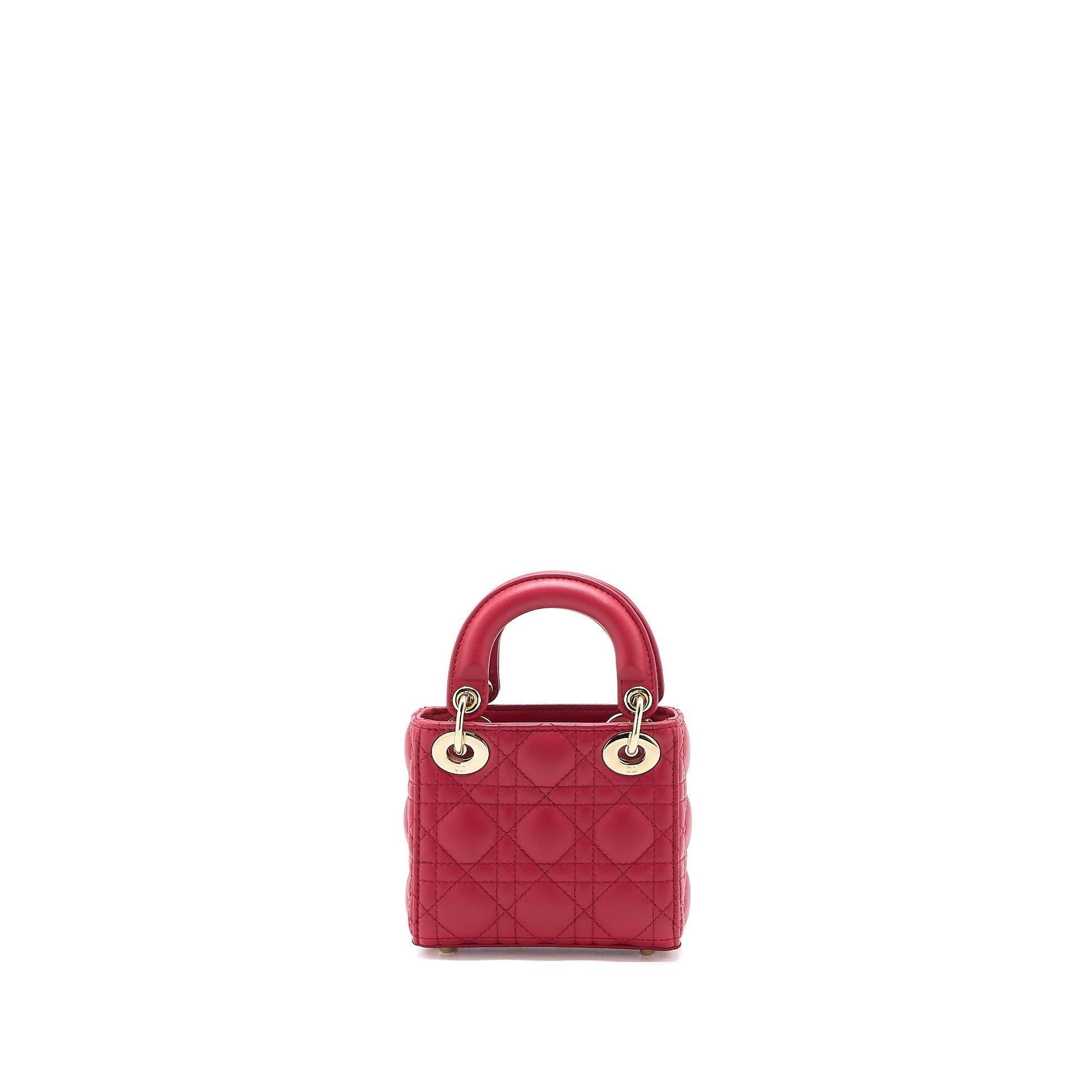 Dior Micro Lady Purse Cannage Lambskin Handbag Red Travel Bag