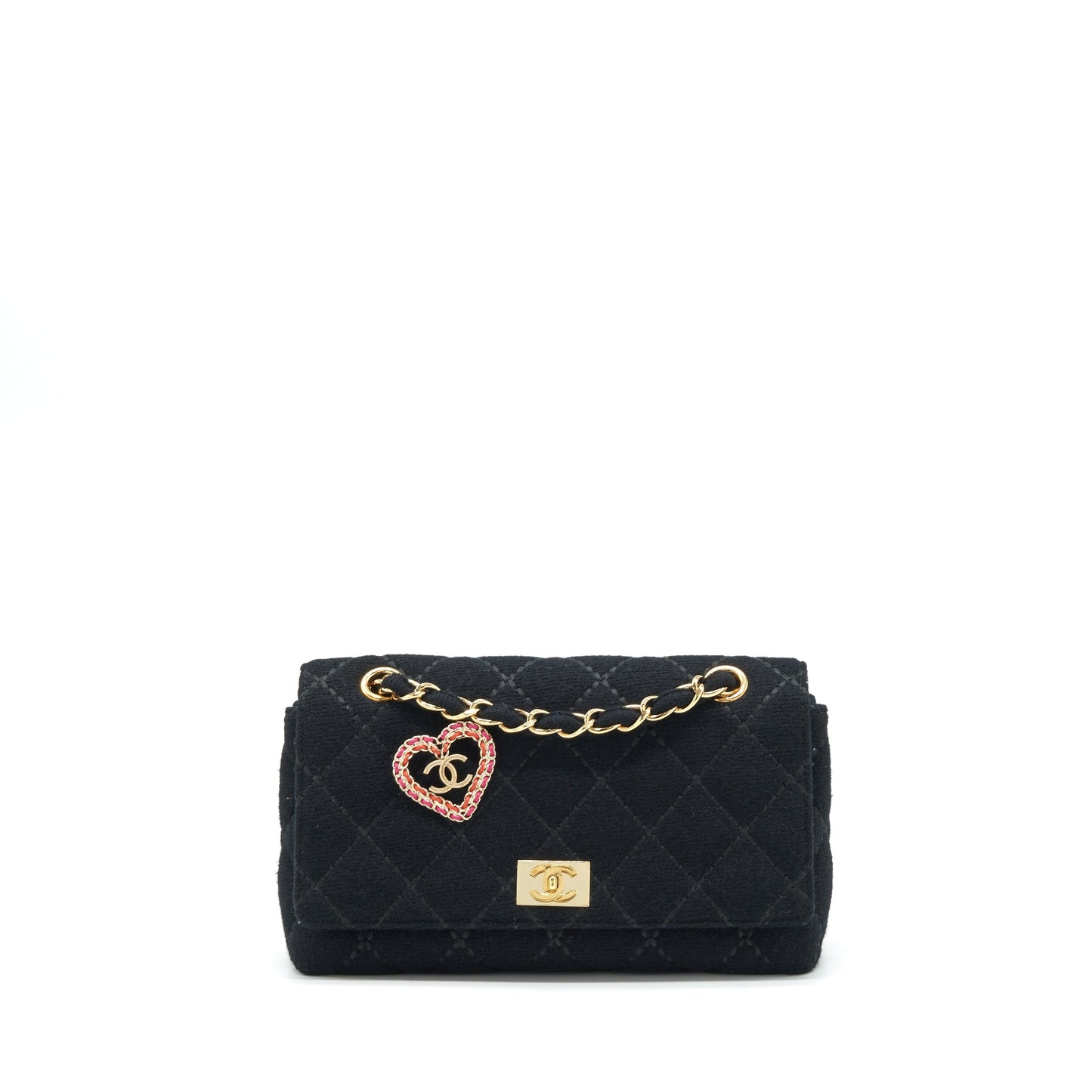 Chanel fabric GHW An Extra Charm Black Key Chain