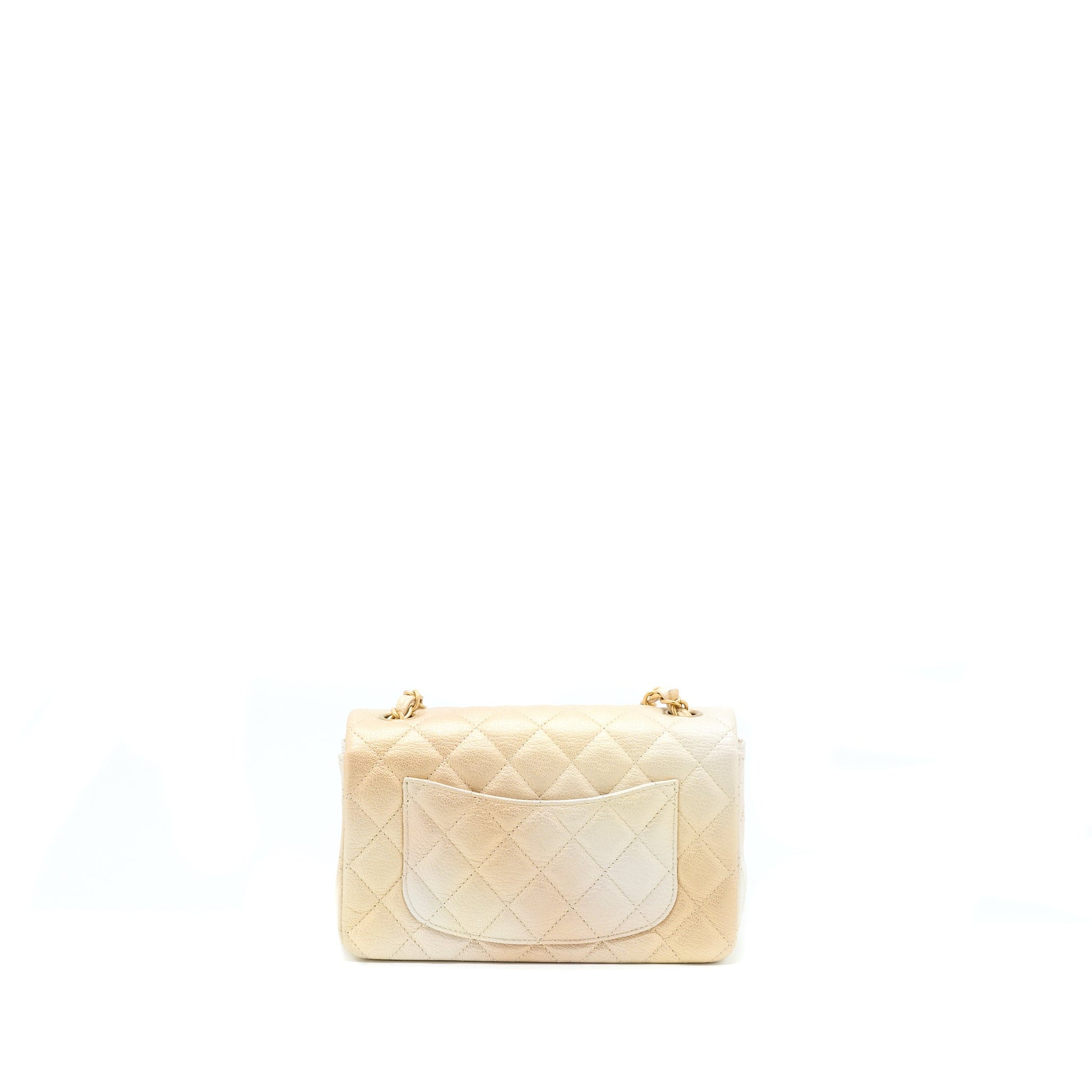 Chanel 22C Rectangular Flap Goatskin Ombre Brushed Beige Shoulder Bag