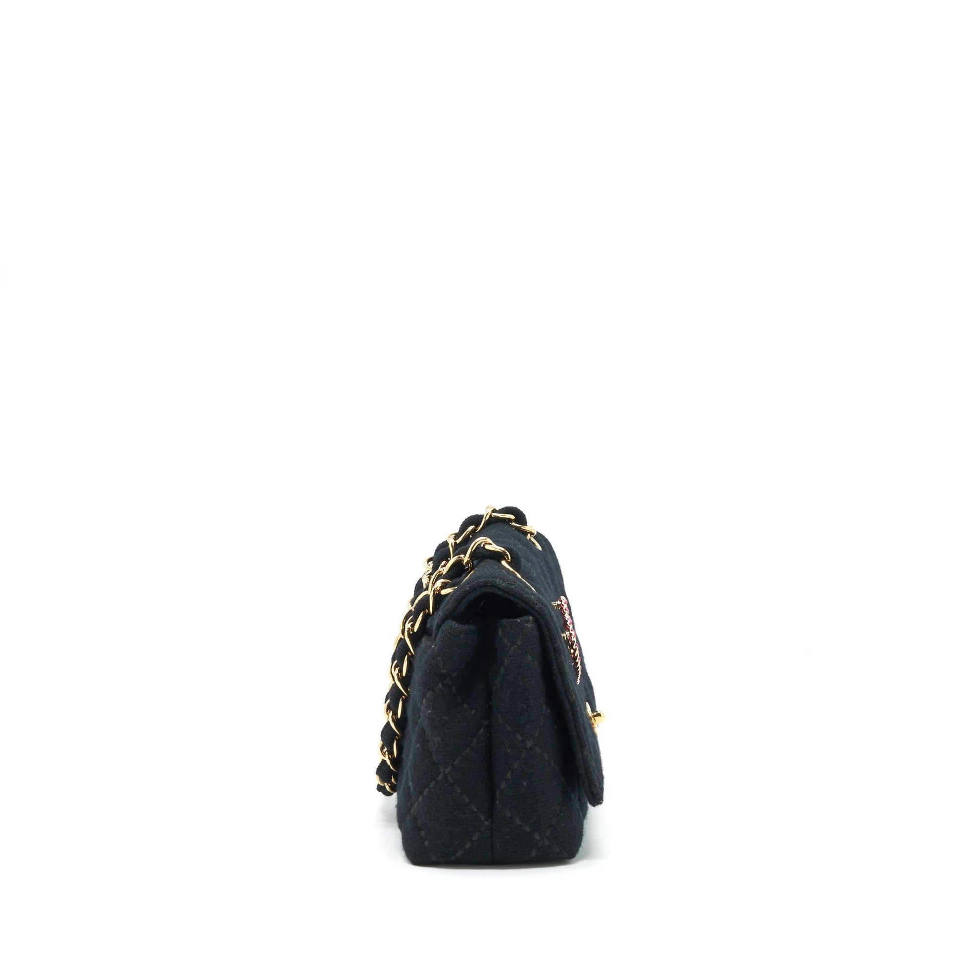 Chanel fabric GHW An Extra Charm Black Key Chain