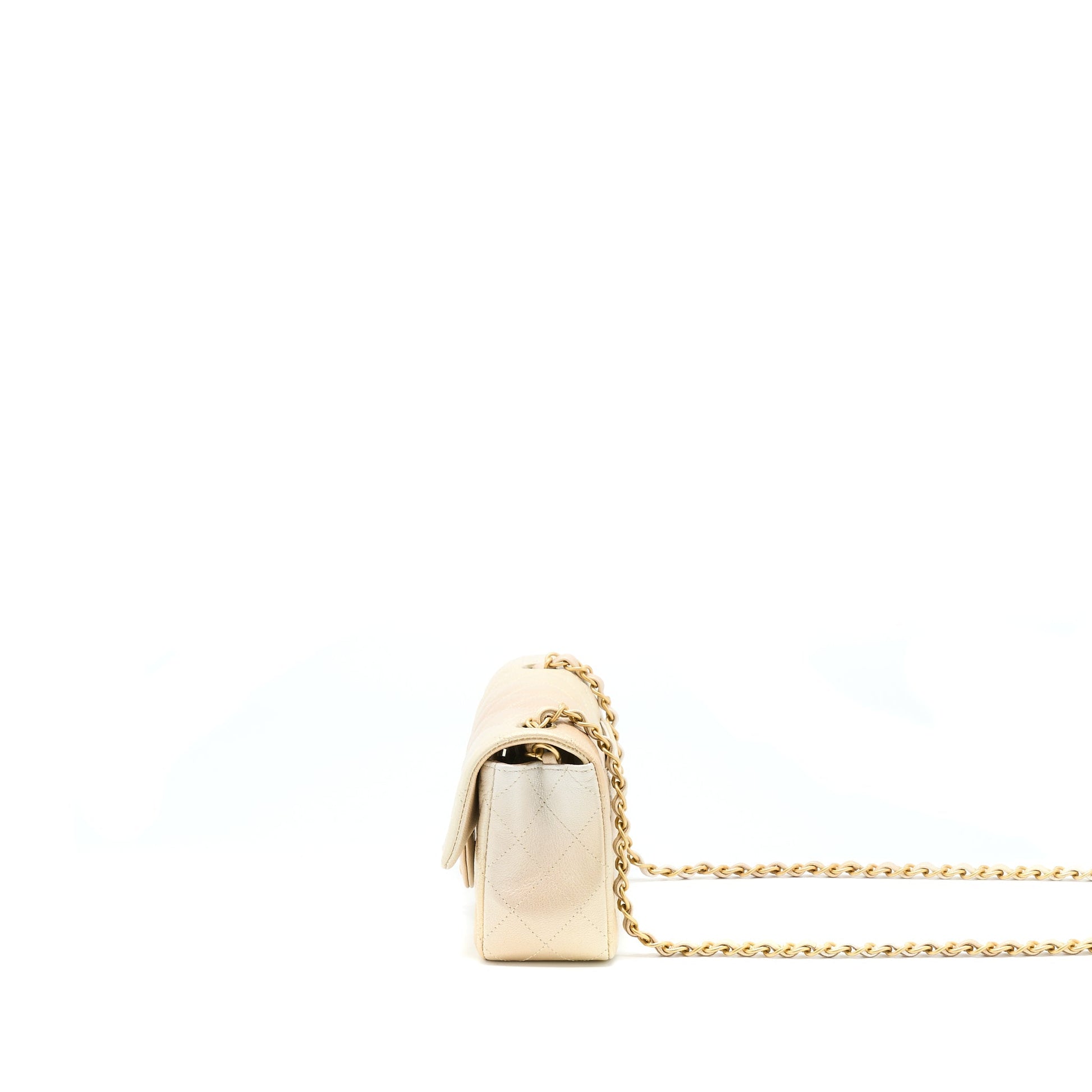Chanel 22C Rectangular Flap Goatskin Ombre Brushed Beige Shoulder Bag