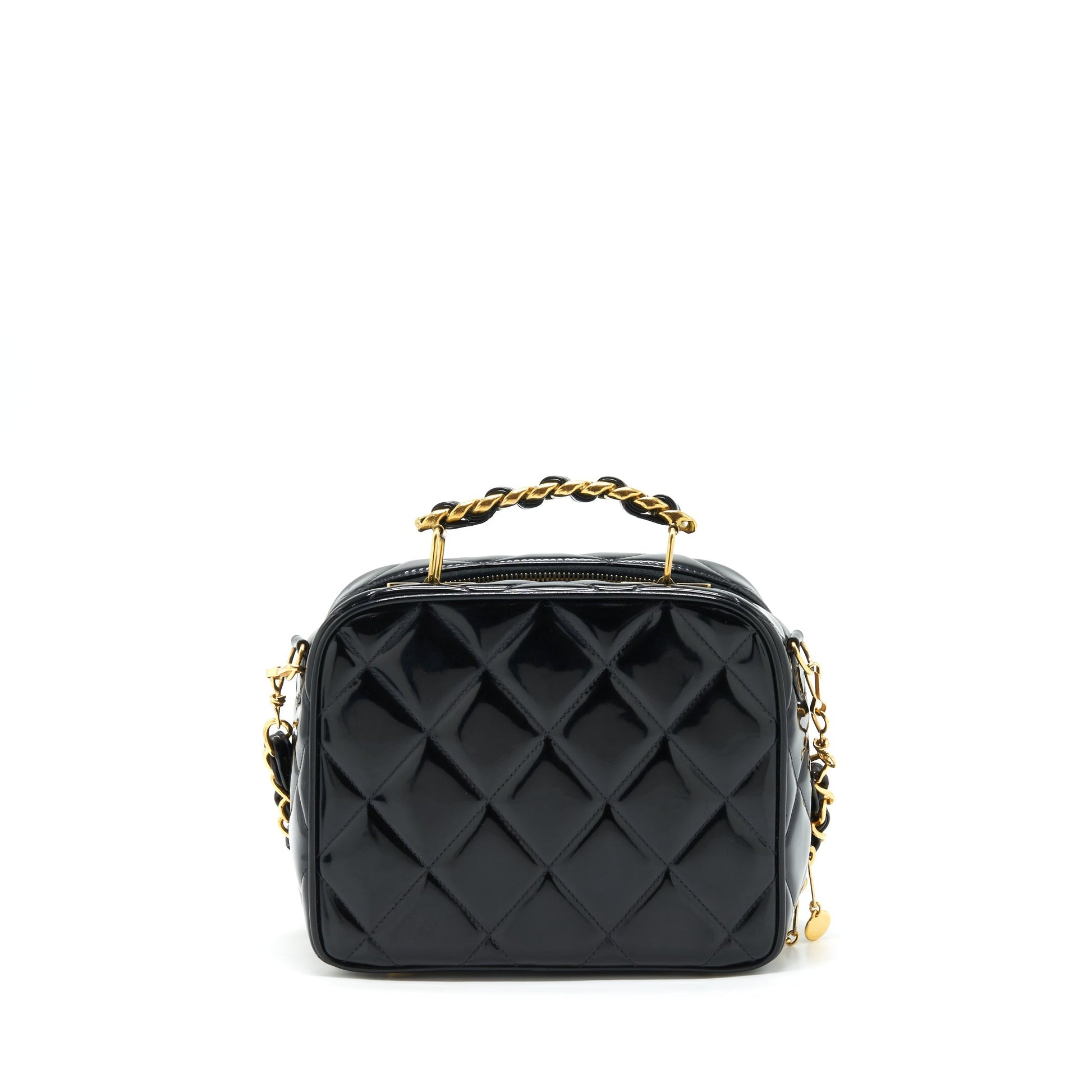 Chanel Top Handle Vanity Patent GHW Black Handbag