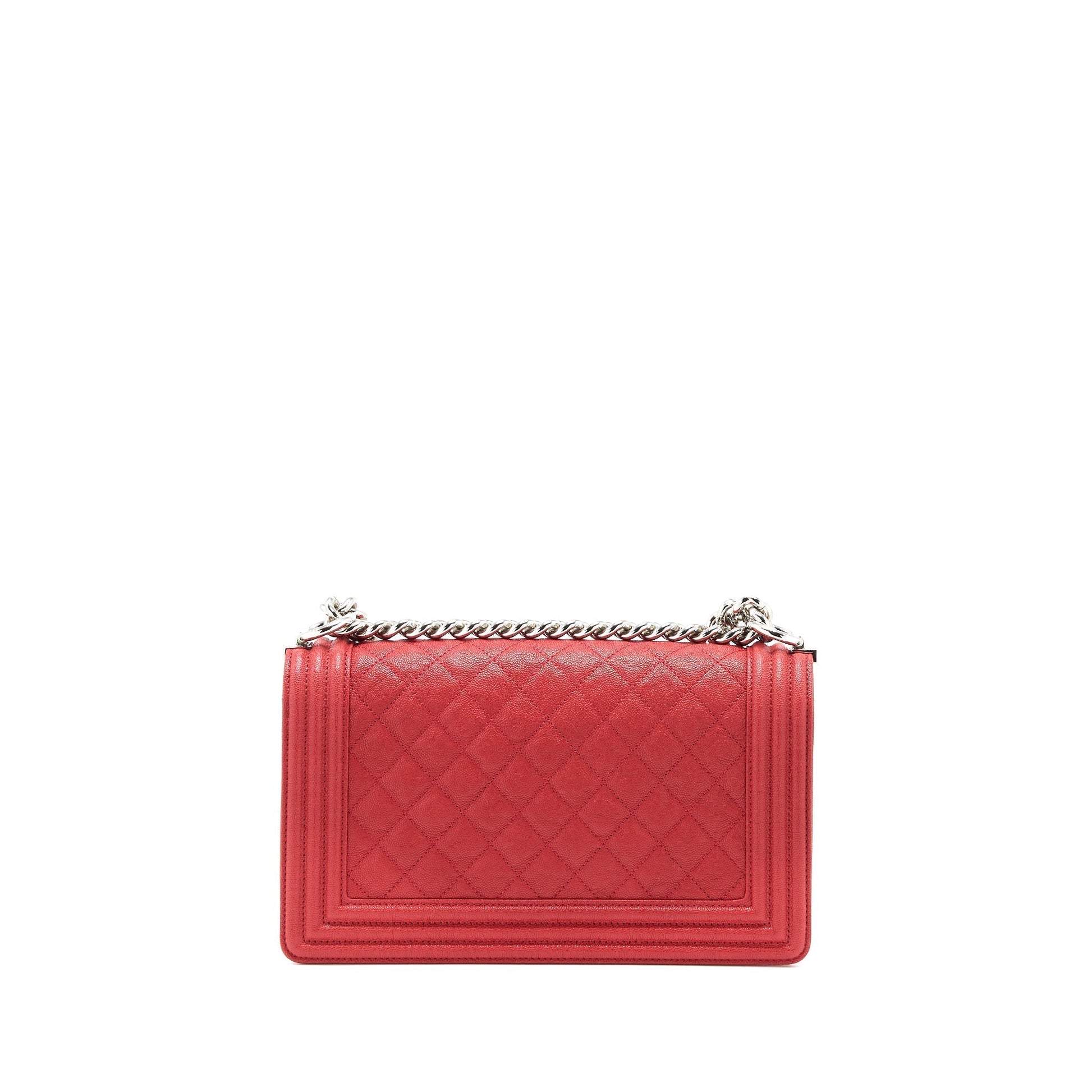 Chanel Boy Caviar SHW Red Handbag