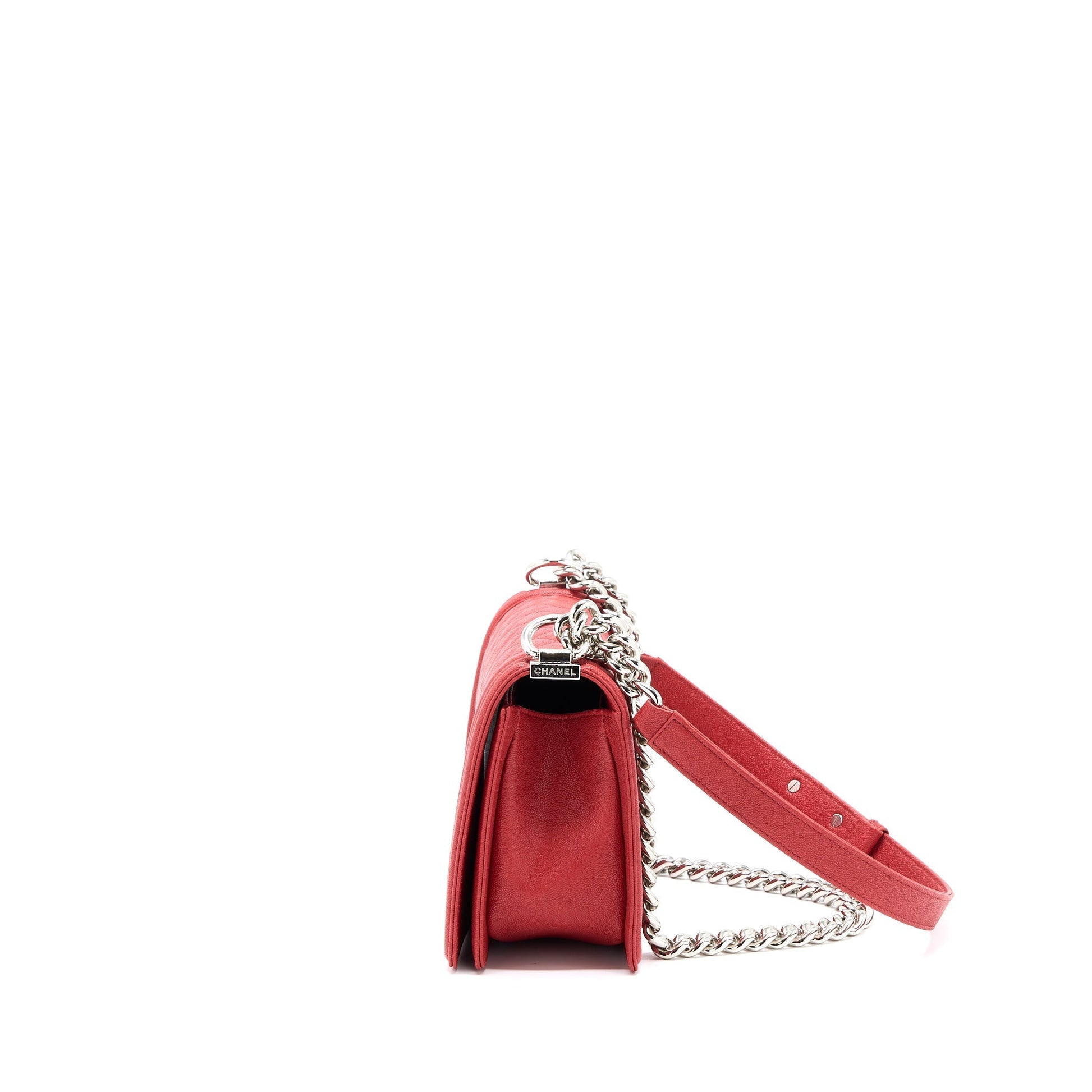 Chanel Boy Caviar SHW Red Handbag
