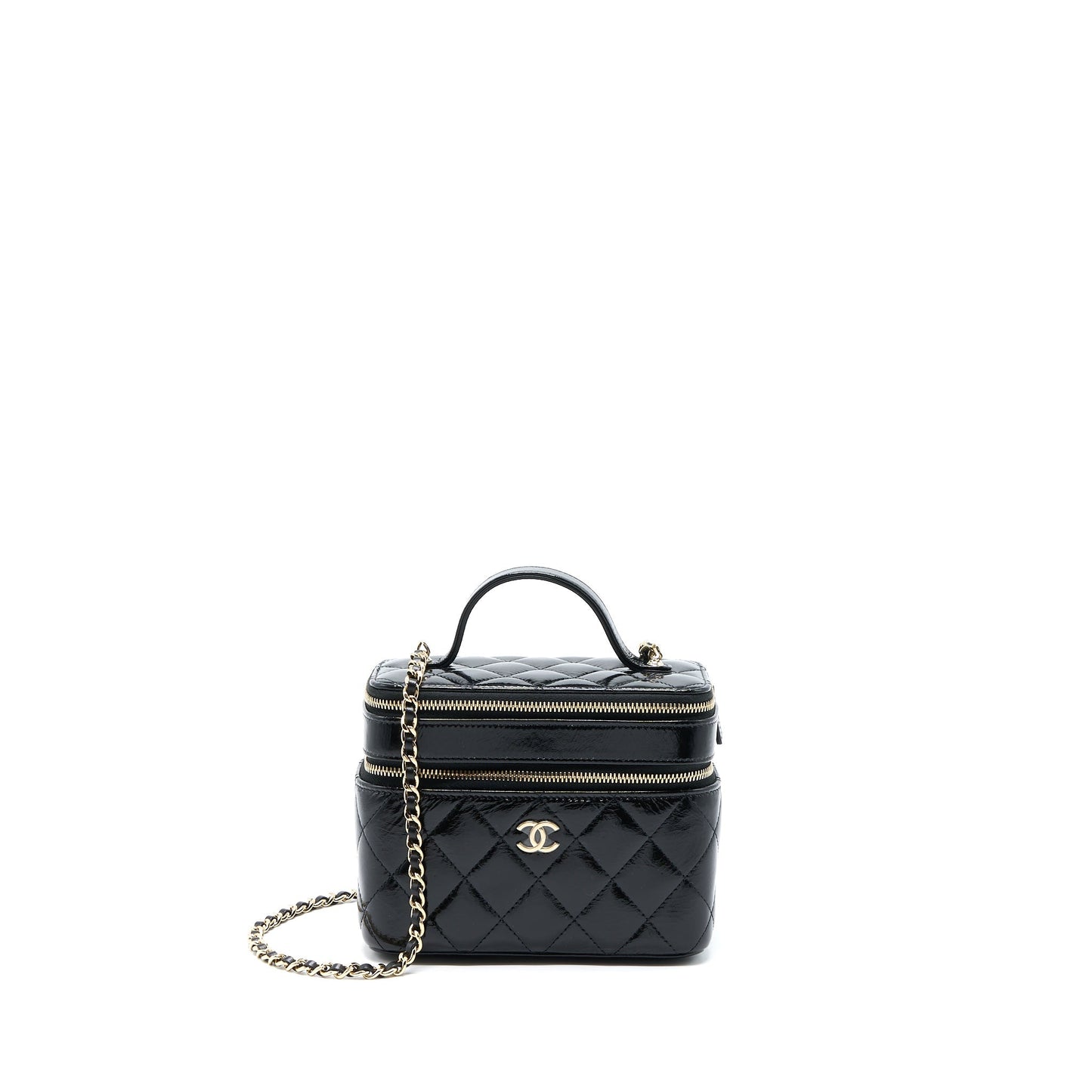 Chanel Vanity Glazed Lambskin LGHW Black Handbag