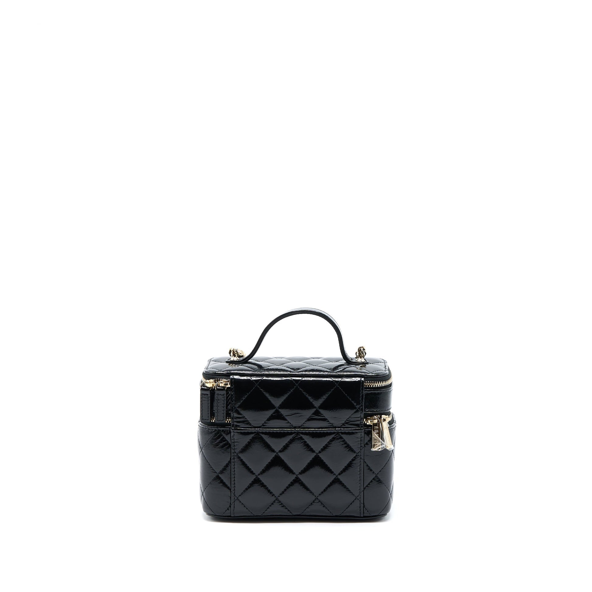 Chanel Vanity Glazed Lambskin LGHW Black Handbag