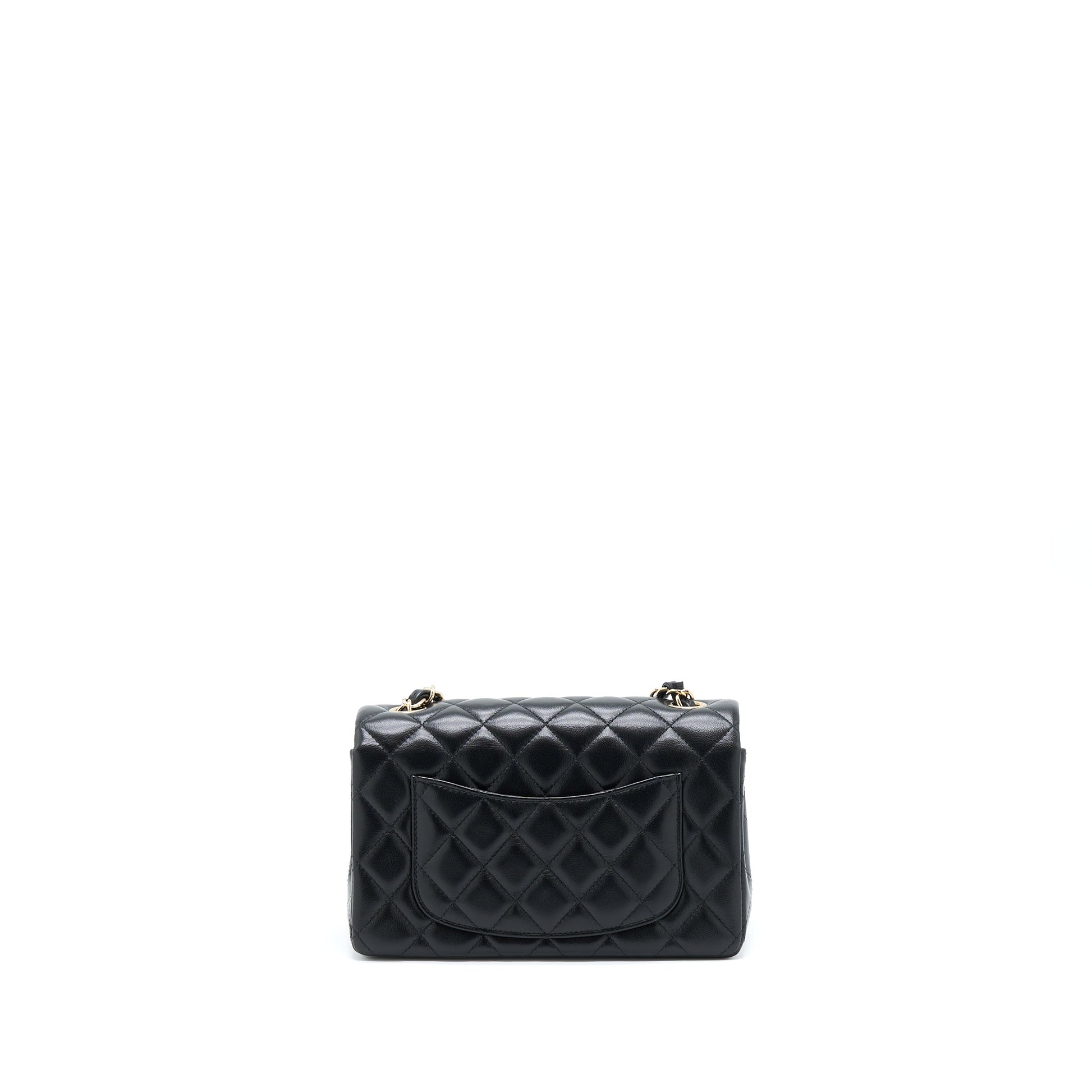 Chanel Rectangular Flap Lambskin LGHW Microchip Black Shoulder Bag