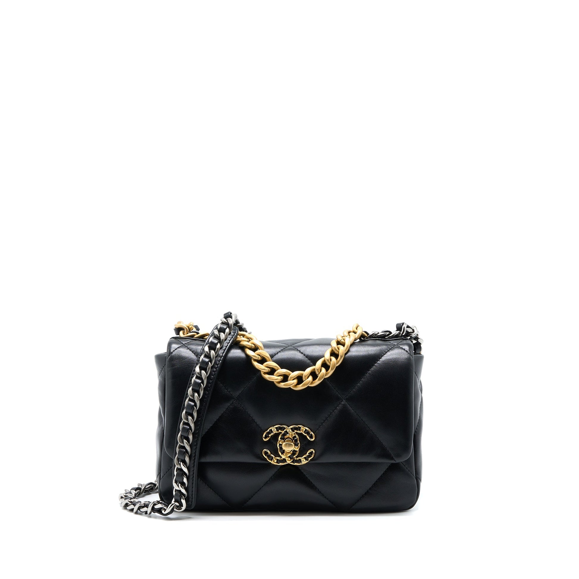 Chanel 19 Lambskin Hardware Microchip Multicolour Black Small Handbag Microchip 2