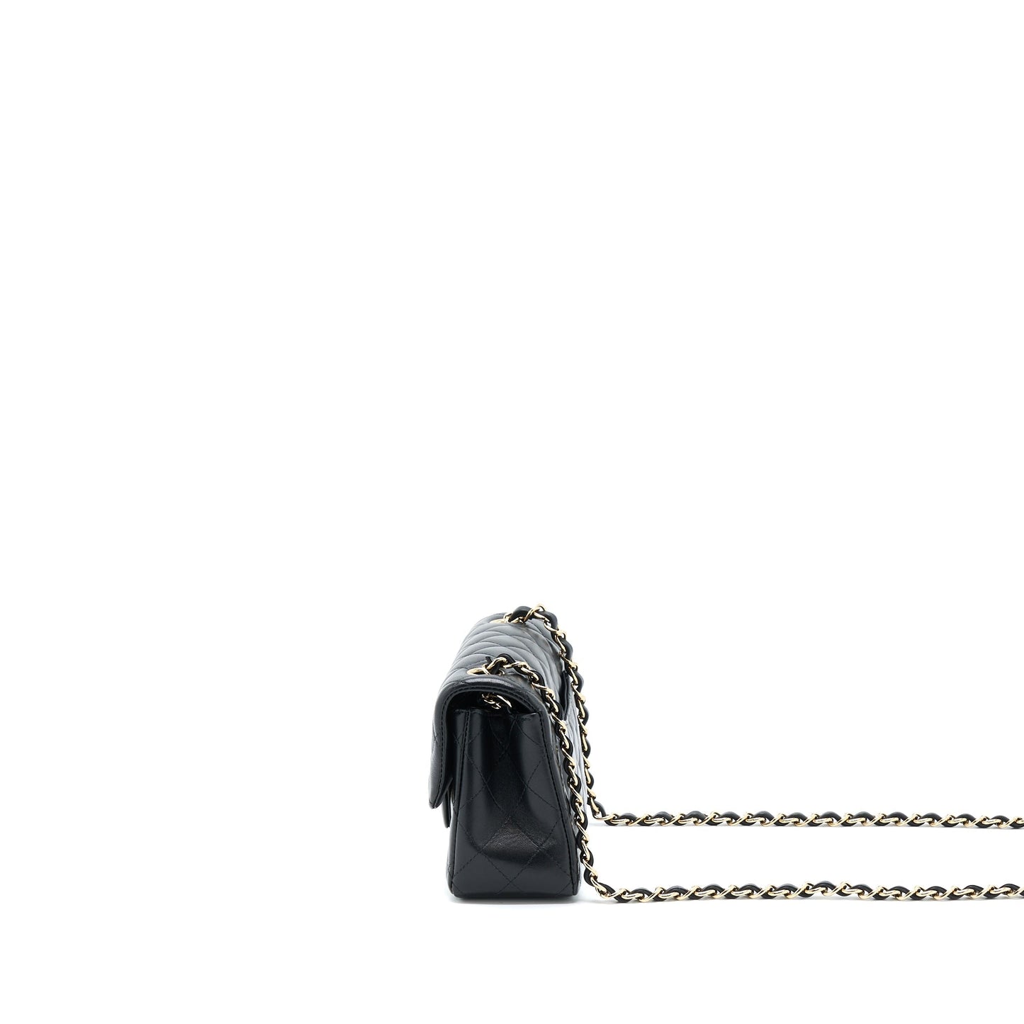 Chanel Rectangular Flap Lambskin LGHW Microchip Black Shoulder Bag