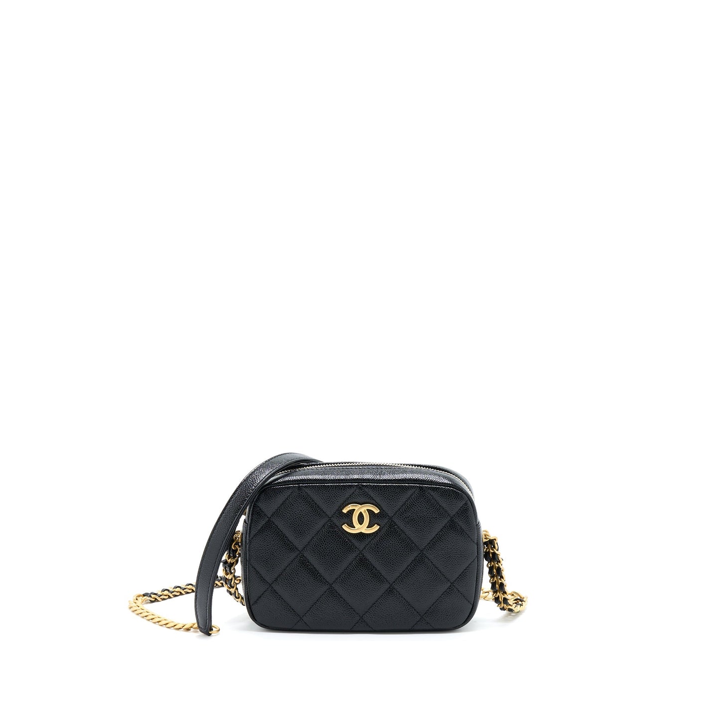 Chanel 22P Camera Caviar GHW Microchip Black Crossbody Bag