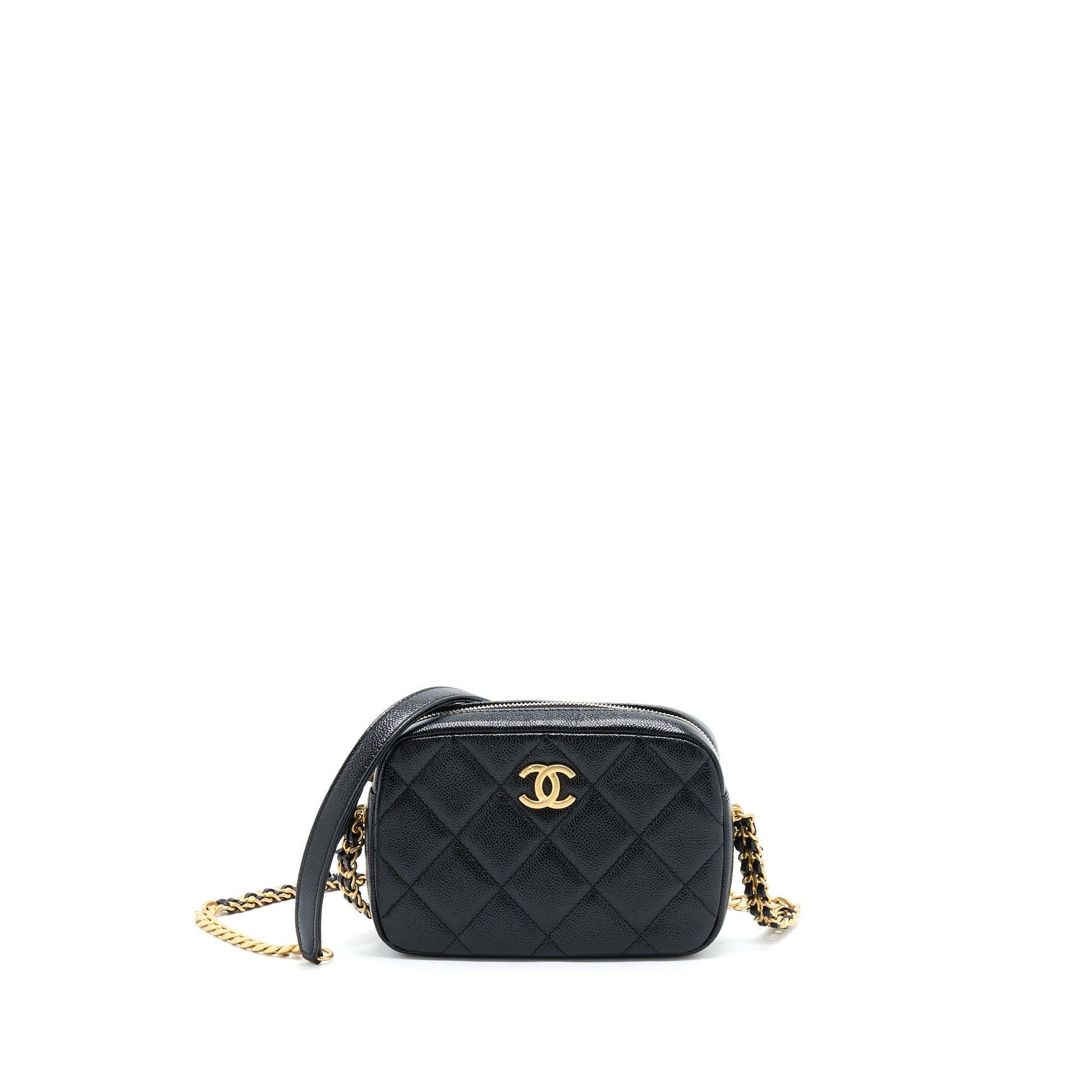 Chanel 22P Camera Caviar GHW Microchip Black Crossbody Bag