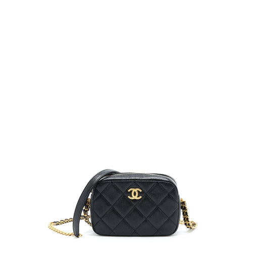 Chanel 22P Camera Caviar GHW Microchip Black Crossbody Bag