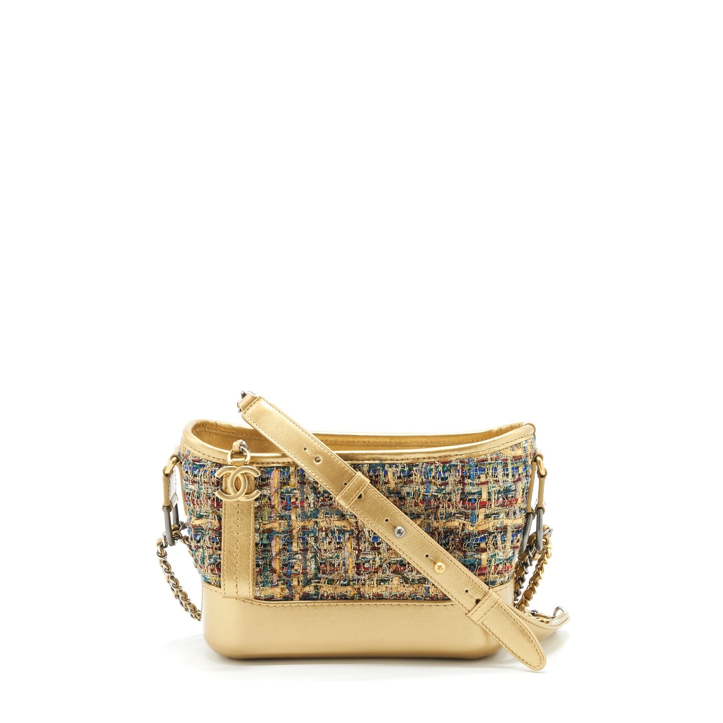 Chanel Gabrielle Hobo Tweed Multicolour Gold Small Shoulder Bag