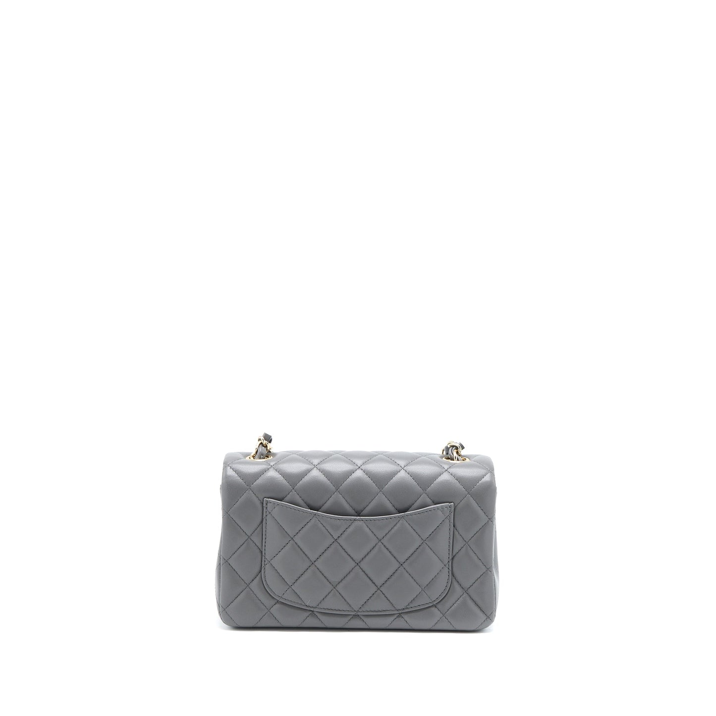 Chanel 22A Rectangular Lambskin LGHW Microchip Grey Mini Bag