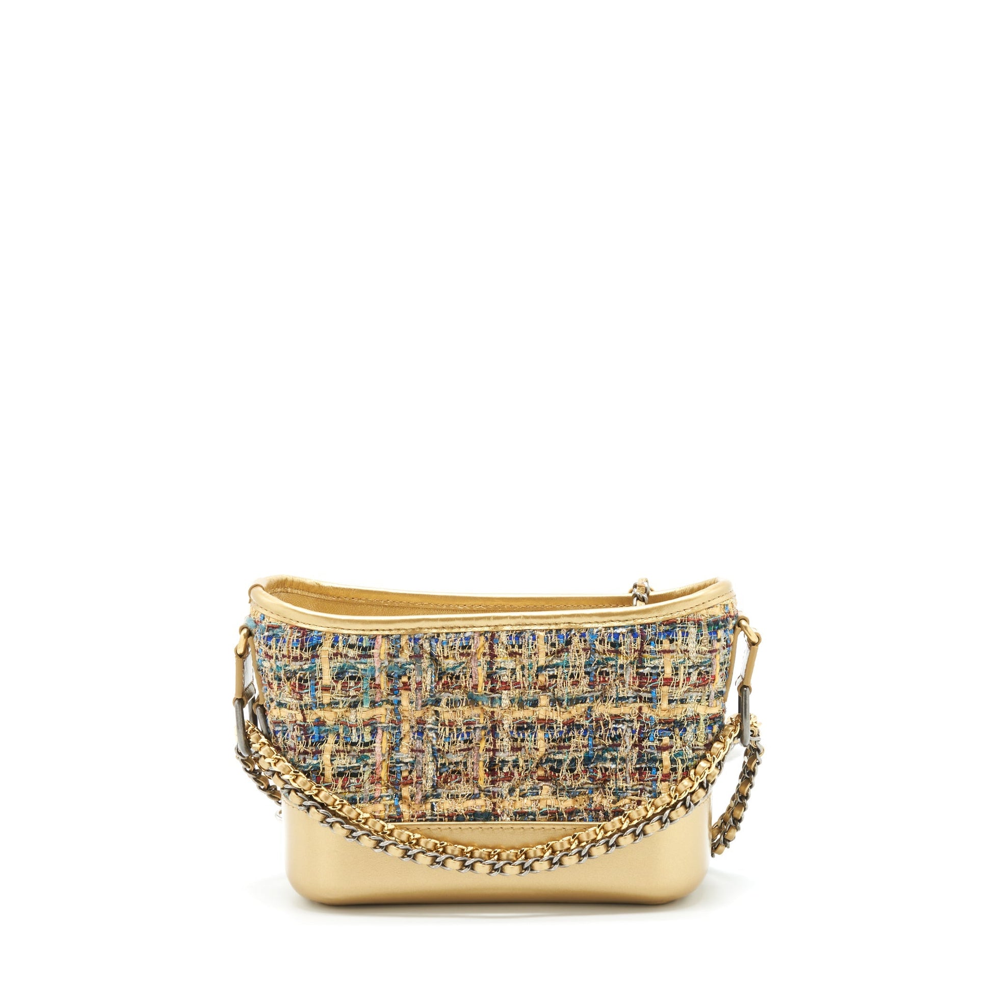 Chanel Gabrielle Hobo Tweed Multicolour Gold Small Shoulder Bag