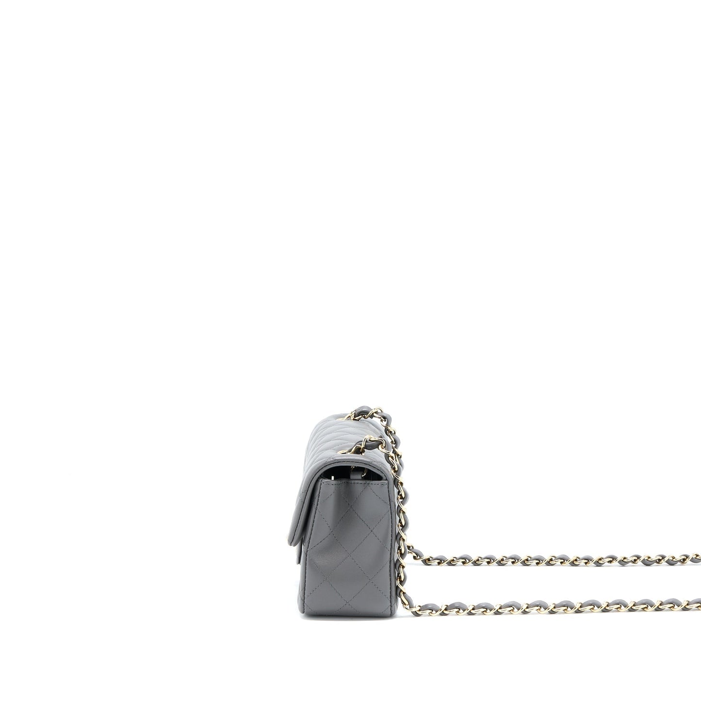 Chanel 22A Rectangular Lambskin LGHW Microchip Grey Mini Bag
