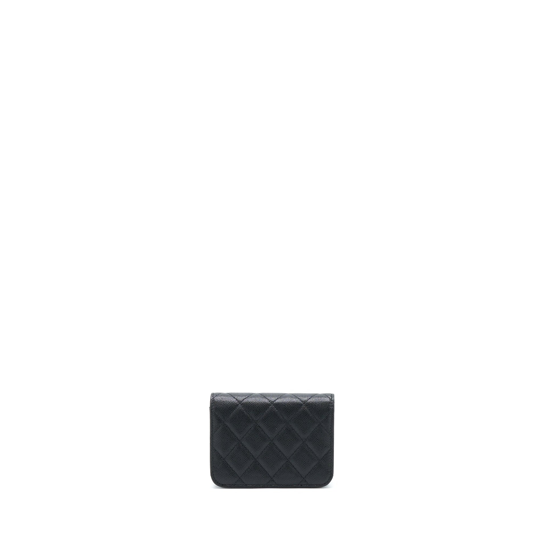 Chanel Flap Card Holder Caviar LGHW Black Wallet Case Lghw 1