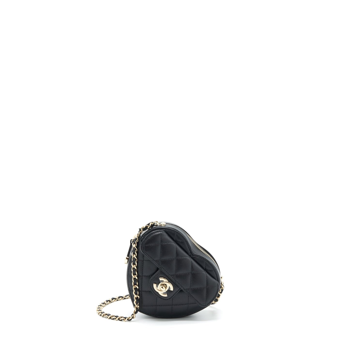 Chanel 22S Heart Lambskin LGHW Black Small Handbag Lghw 2