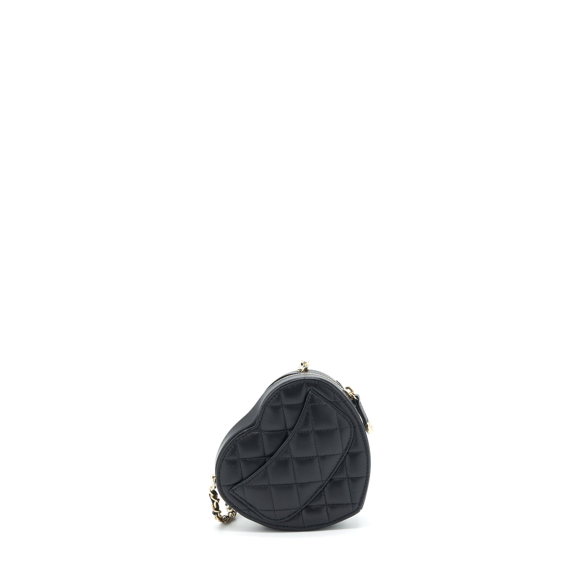 Chanel 22S Heart Lambskin LGHW Black Small Handbag Lghw 2