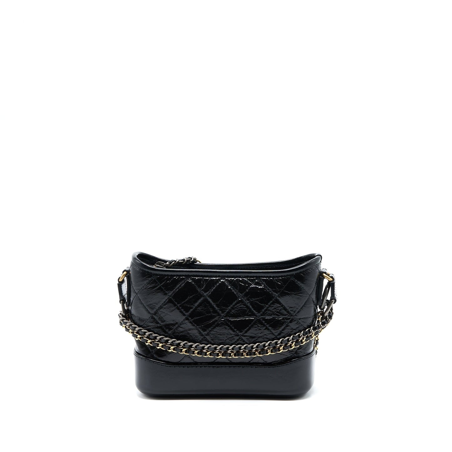 Chanel Gabrielle Hobo Shiny Calfskin Hardware Multicolour Black Small Shoulder Bag