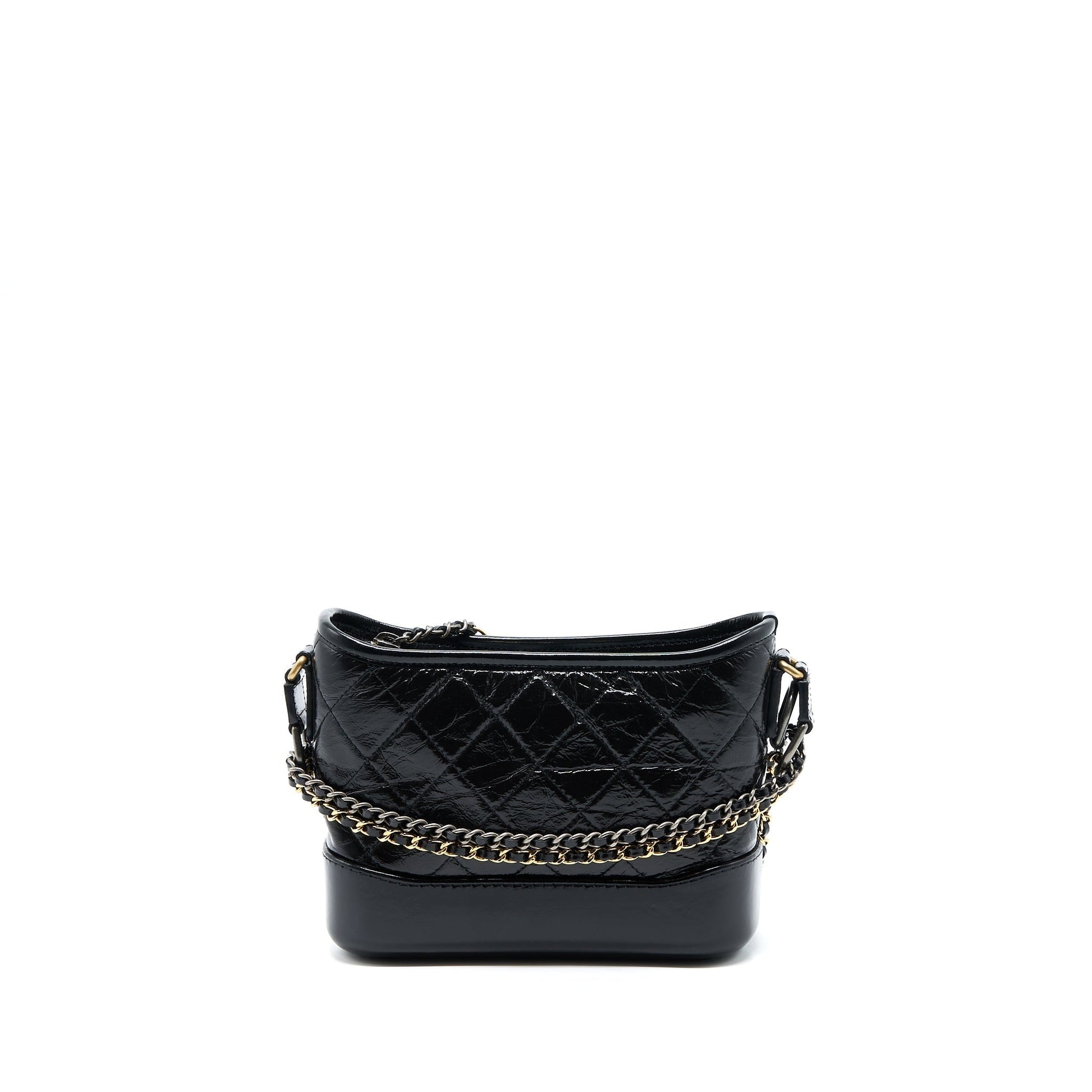 Chanel Gabrielle Hobo Shiny Calfskin Hardware Multicolour Black Small Shoulder Bag
