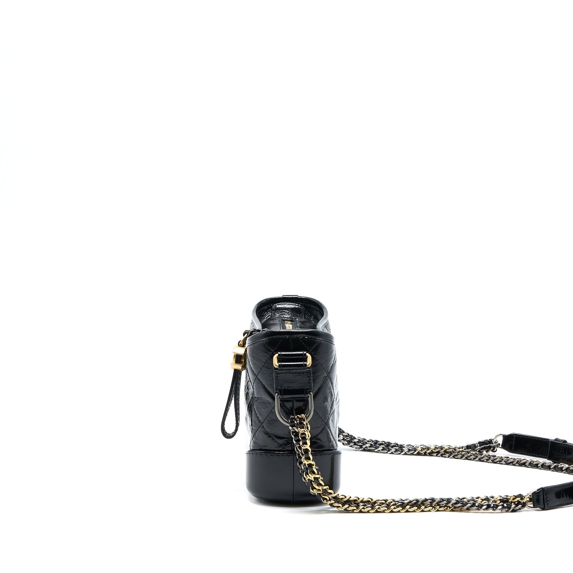 Chanel Gabrielle Hobo Shiny Calfskin Hardware Multicolour Black Small Shoulder Bag