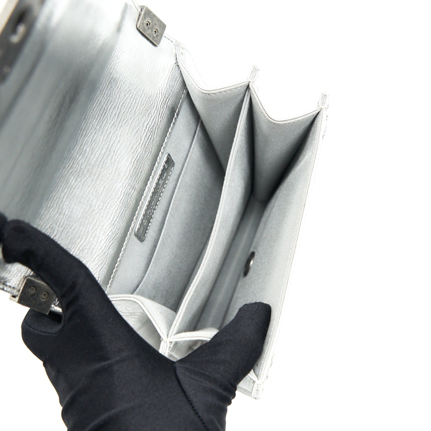 Chanel Vertical re Silver Handbag