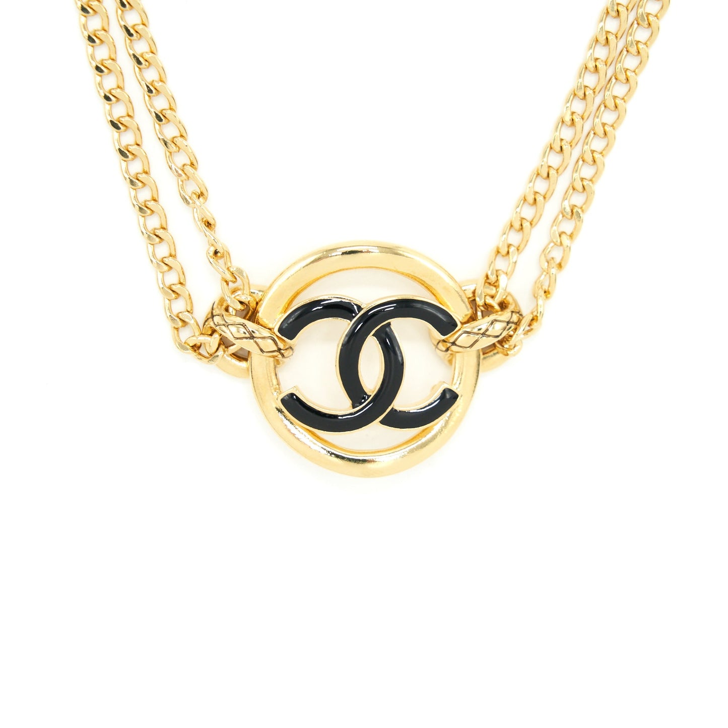 Chanel CC Round Choker Black Gold Handbag