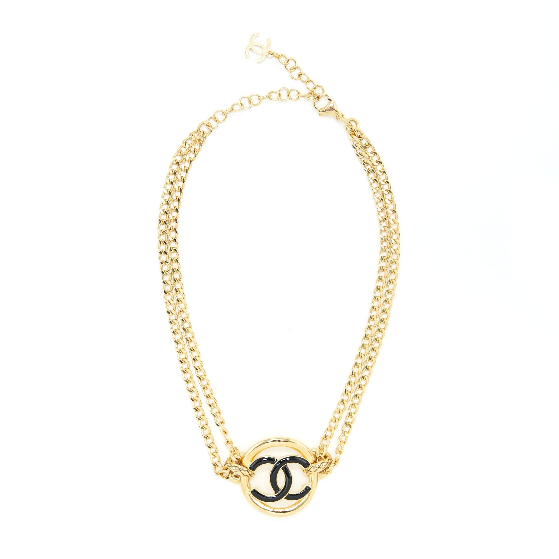 Chanel CC Round Choker Black Gold Handbag