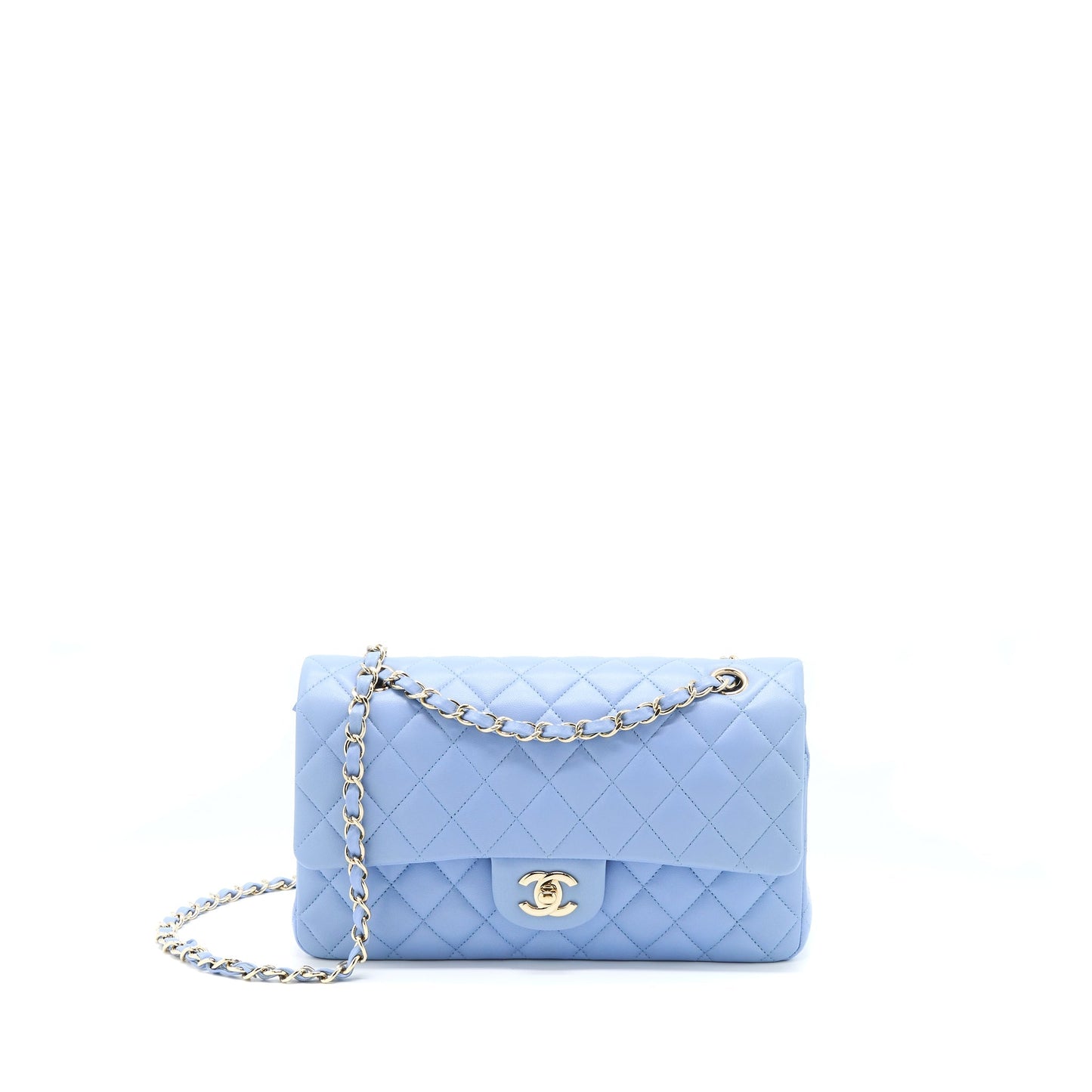 Chanel Classic Flap Lambskin NA104 Light LGHW Blue Shoulder Bag