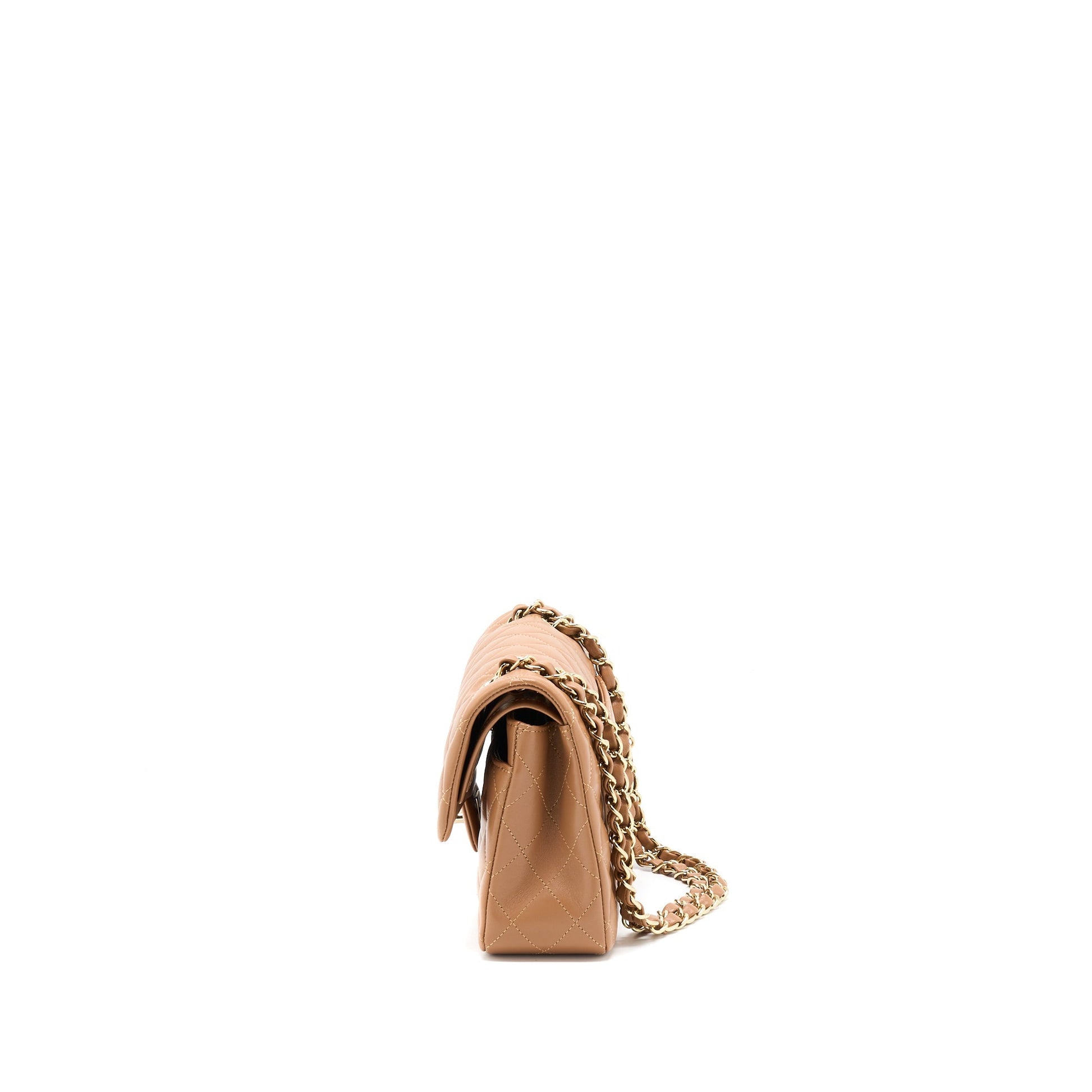 Chanel 22S Classic Flap Lambskin Caramel LGHW Small Shoulder Bag