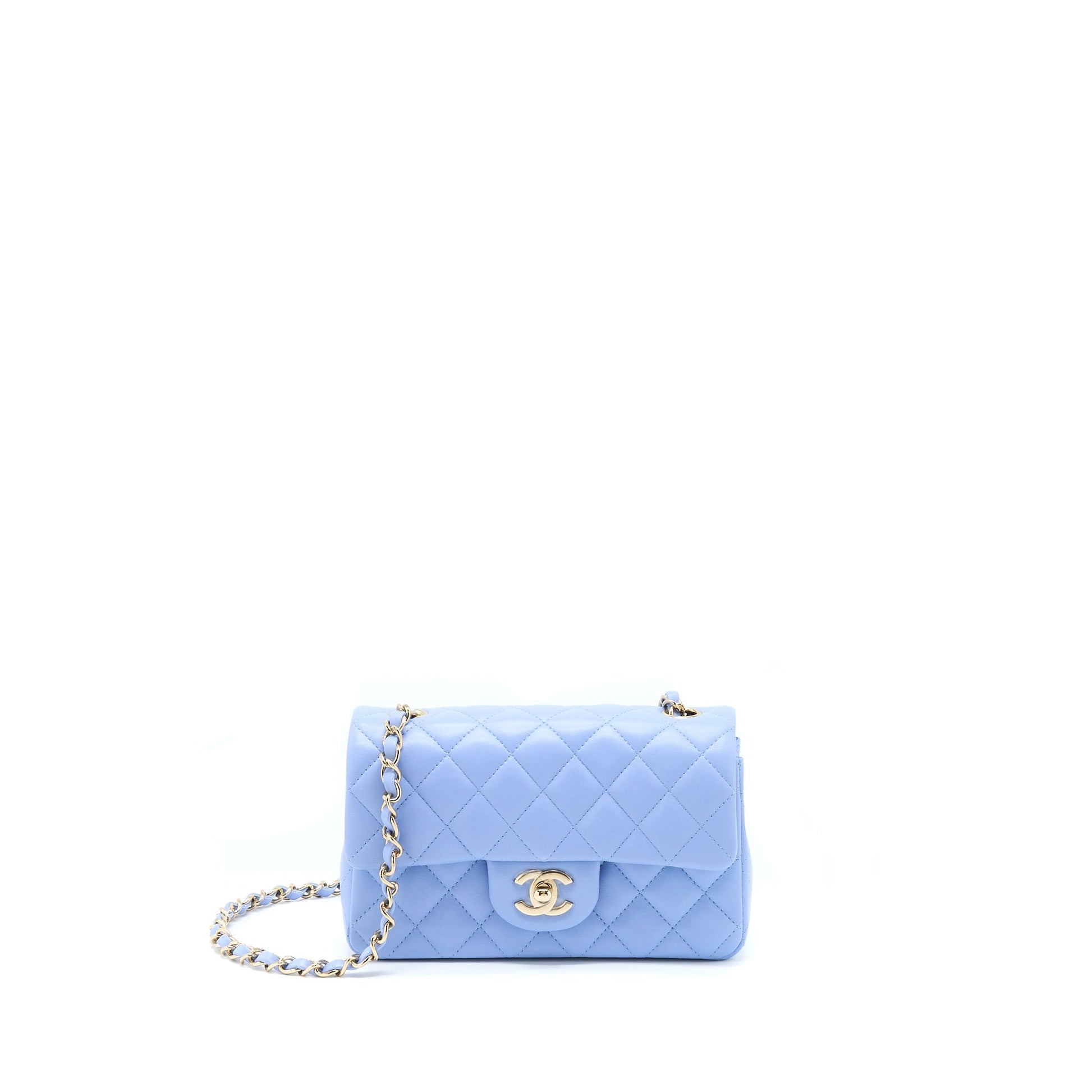 Chanel Rectangular Flap Lambskin LGHW Blue Shoulder Bag