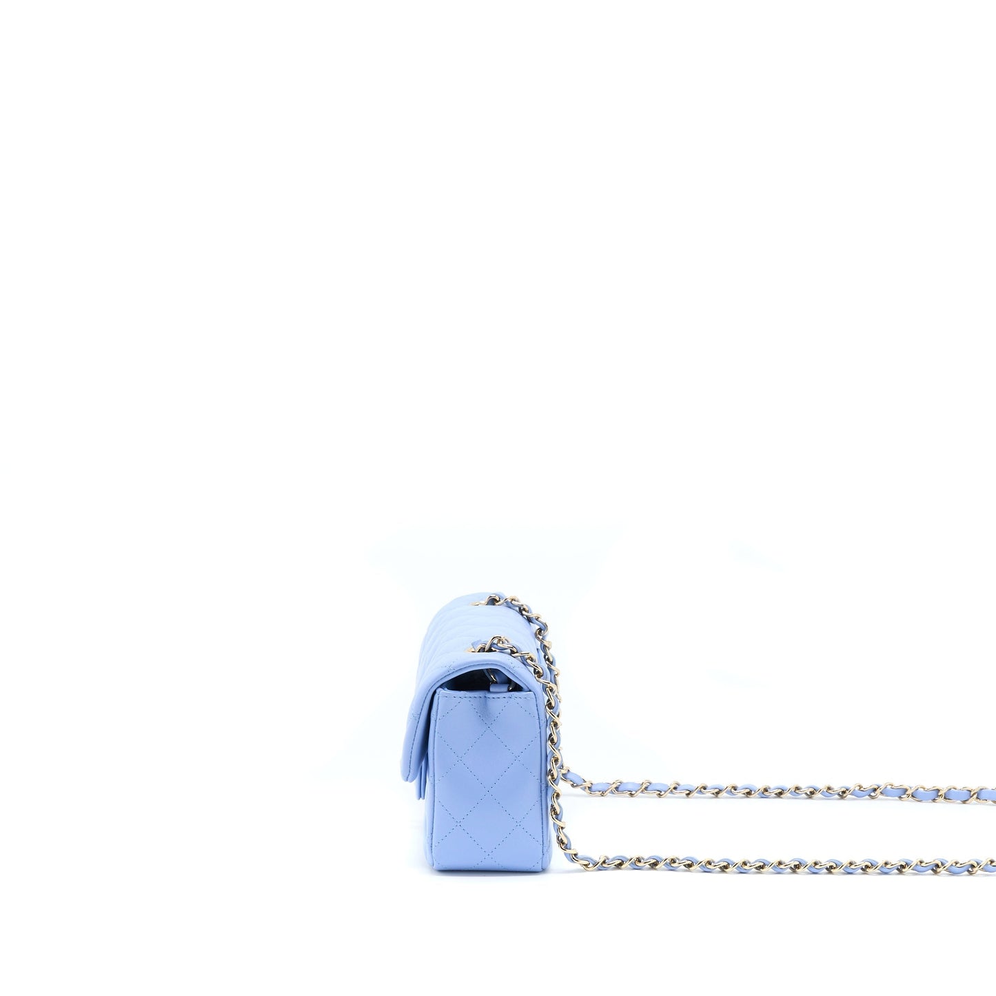 Chanel Rectangular Flap Lambskin LGHW Blue Shoulder Bag