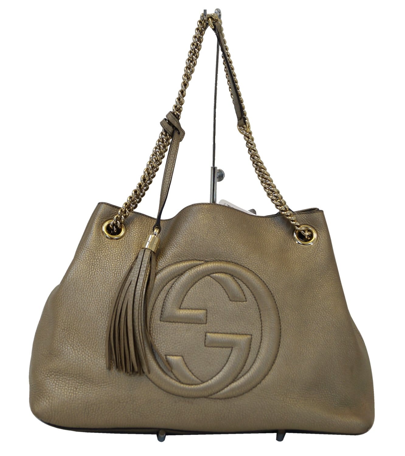 Gucci Pebbled Soho Tote Bag Leather Gold Shoulder Bag