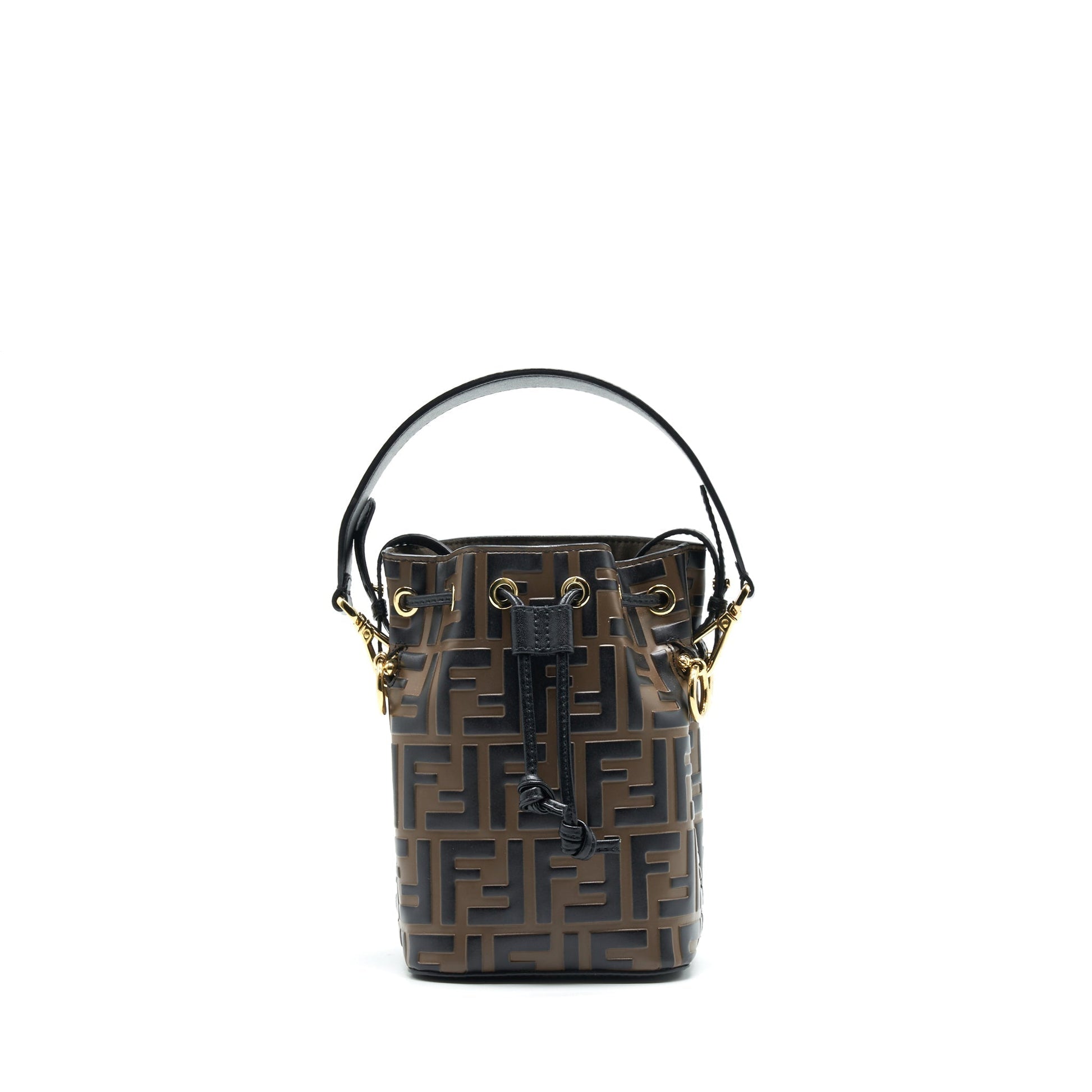 Fendi Mon Tresor Purse Black Brown Mini Bucket Bag