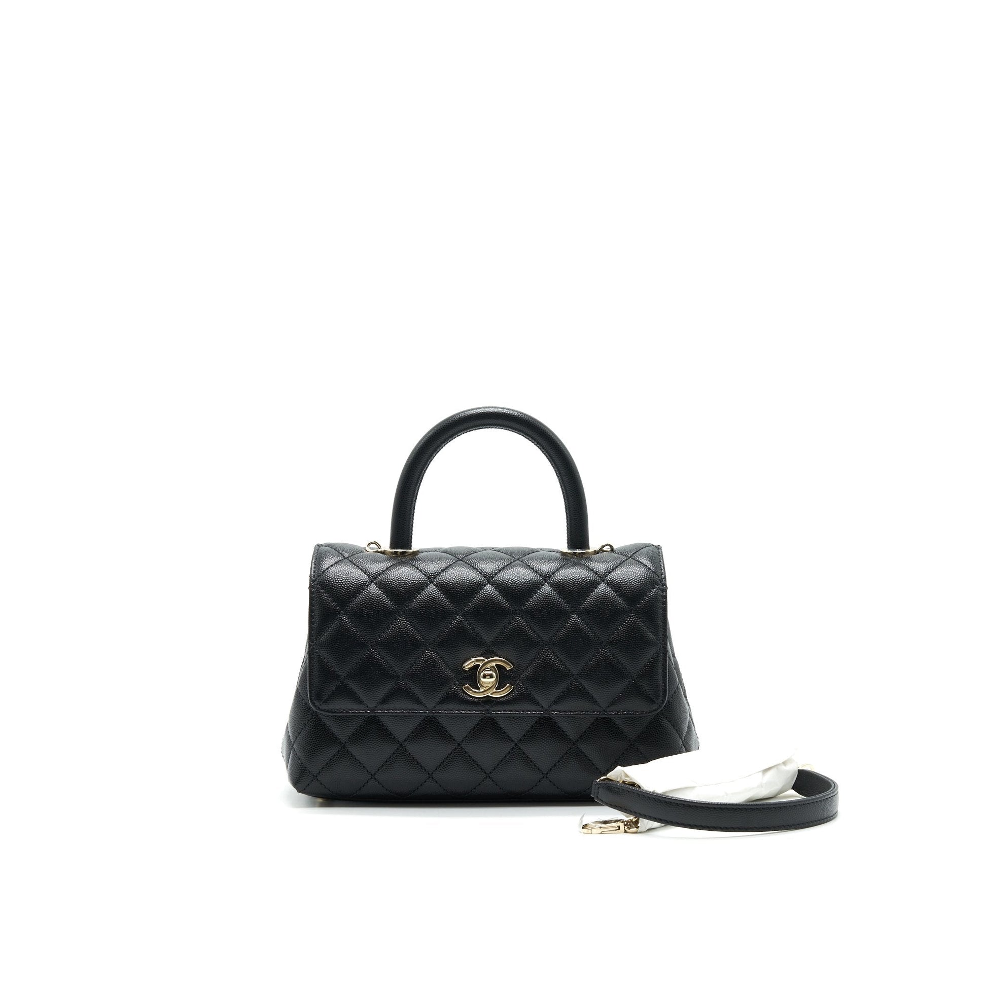 Chanel Coco Handle 24cm Caviar GHW Microchip Black Small Handbag