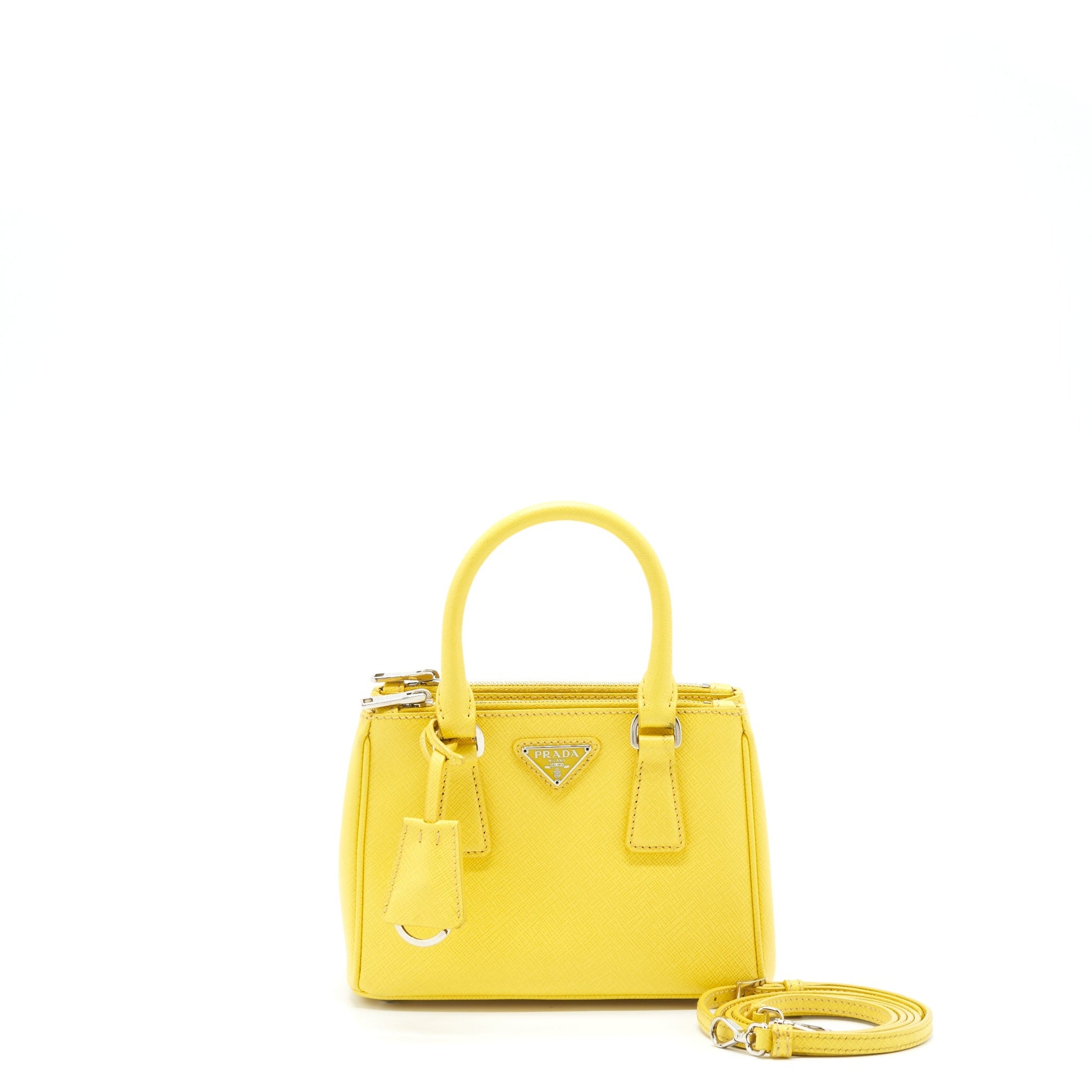 Prada Galleria Tote Saffiano Lux Yellow Handbag Mini Tote Bag