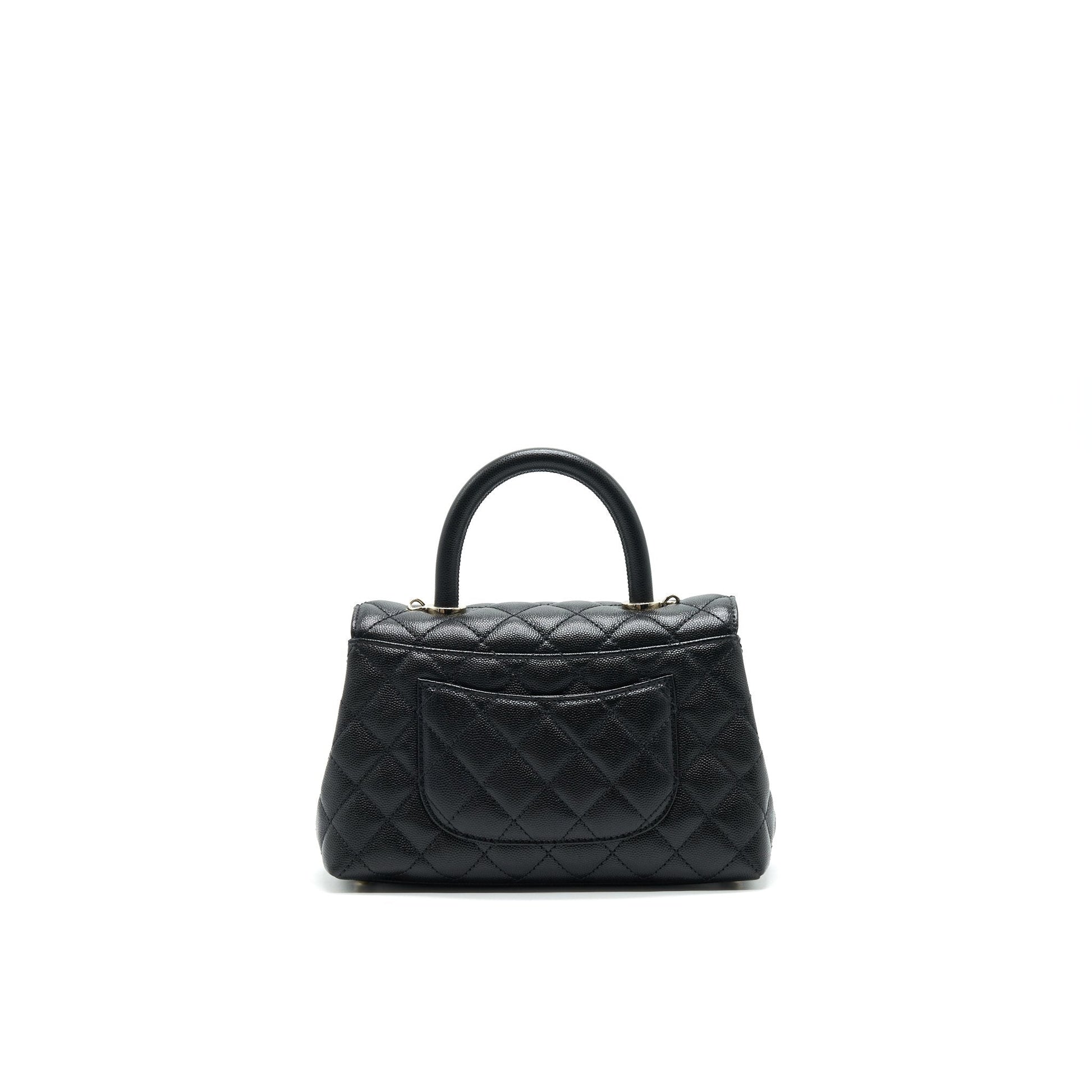Chanel 21K Coco Handle 24cm Caviar LGHW Black Small Handbag