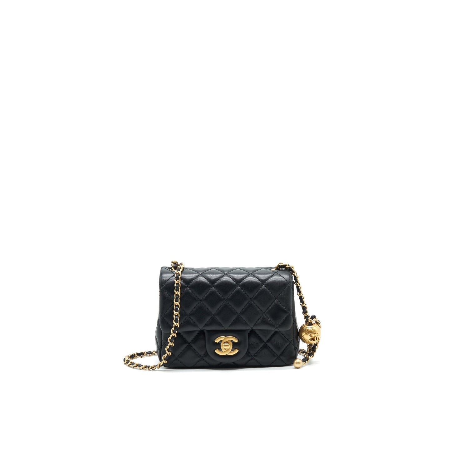 Chanel 21B pearl Crush Square flap GHW Black Shoulder Bag Microchip 1