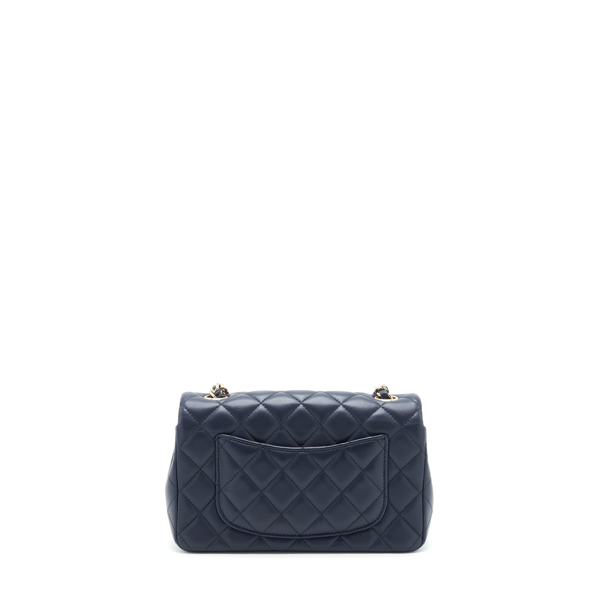 Chanel Rectangular Flap Lambskin Navy LGHW Shoulder Bag