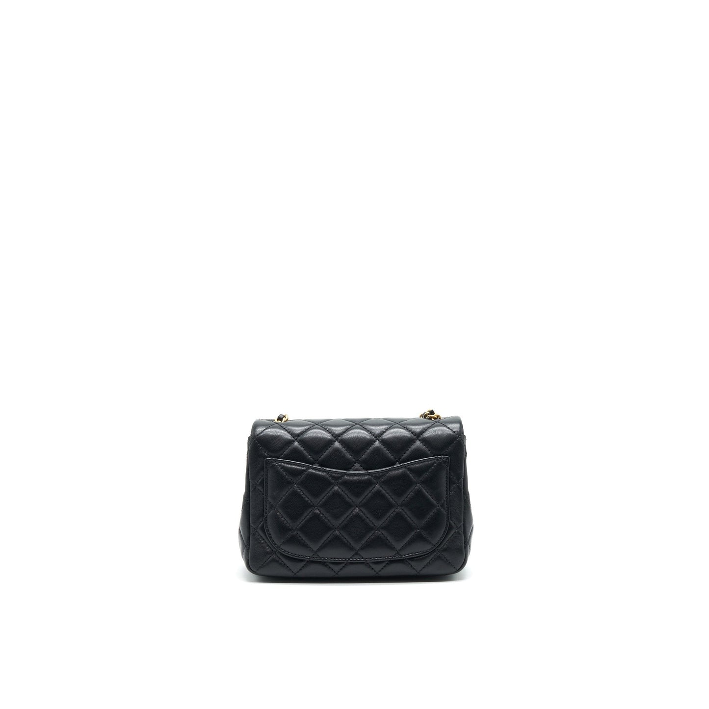 Chanel 22C Pearl Crush Square Rectangular Flap Black Shoulder Bag