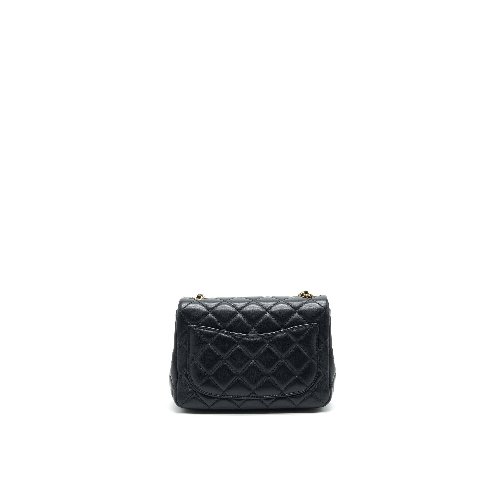 Chanel 22C Pearl Crush Square Rectangular Flap Black Shoulder Bag