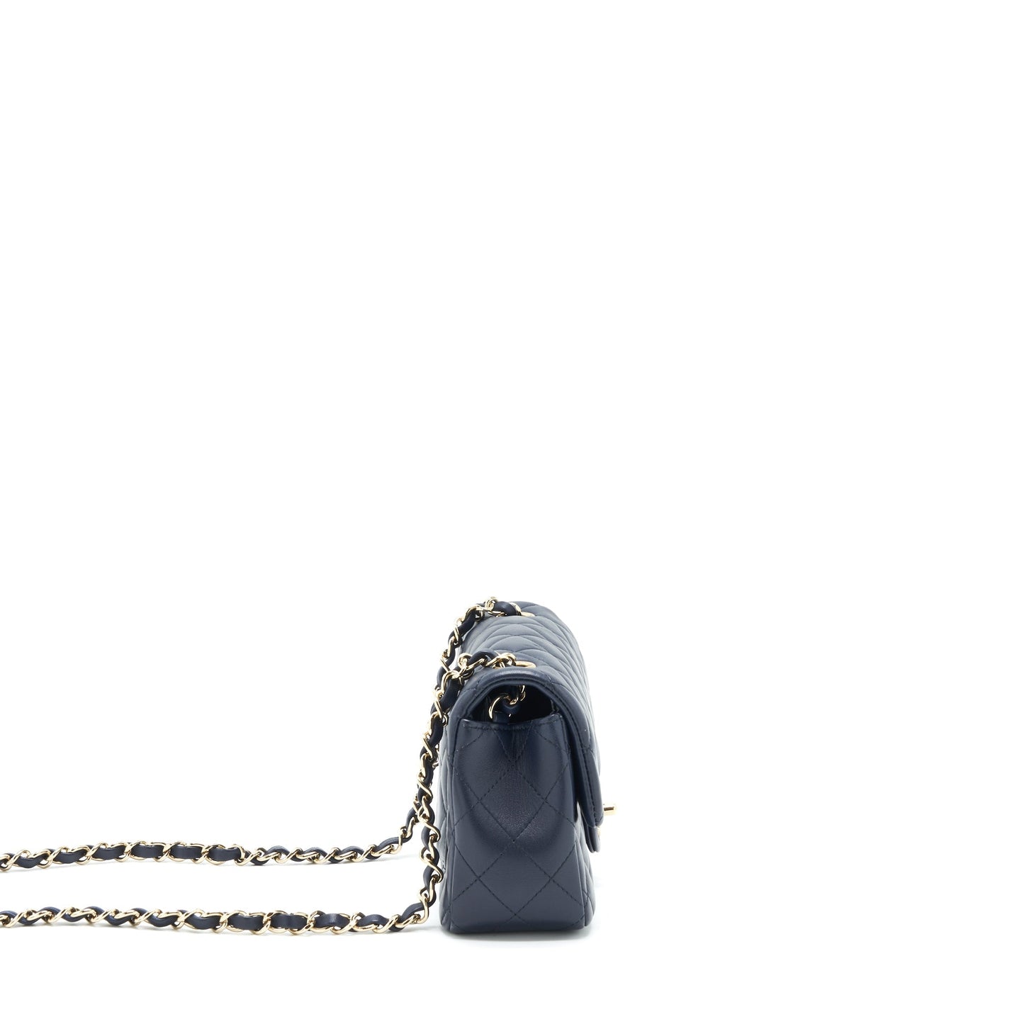 Chanel Rectangular Flap Lambskin Navy LGHW Shoulder Bag