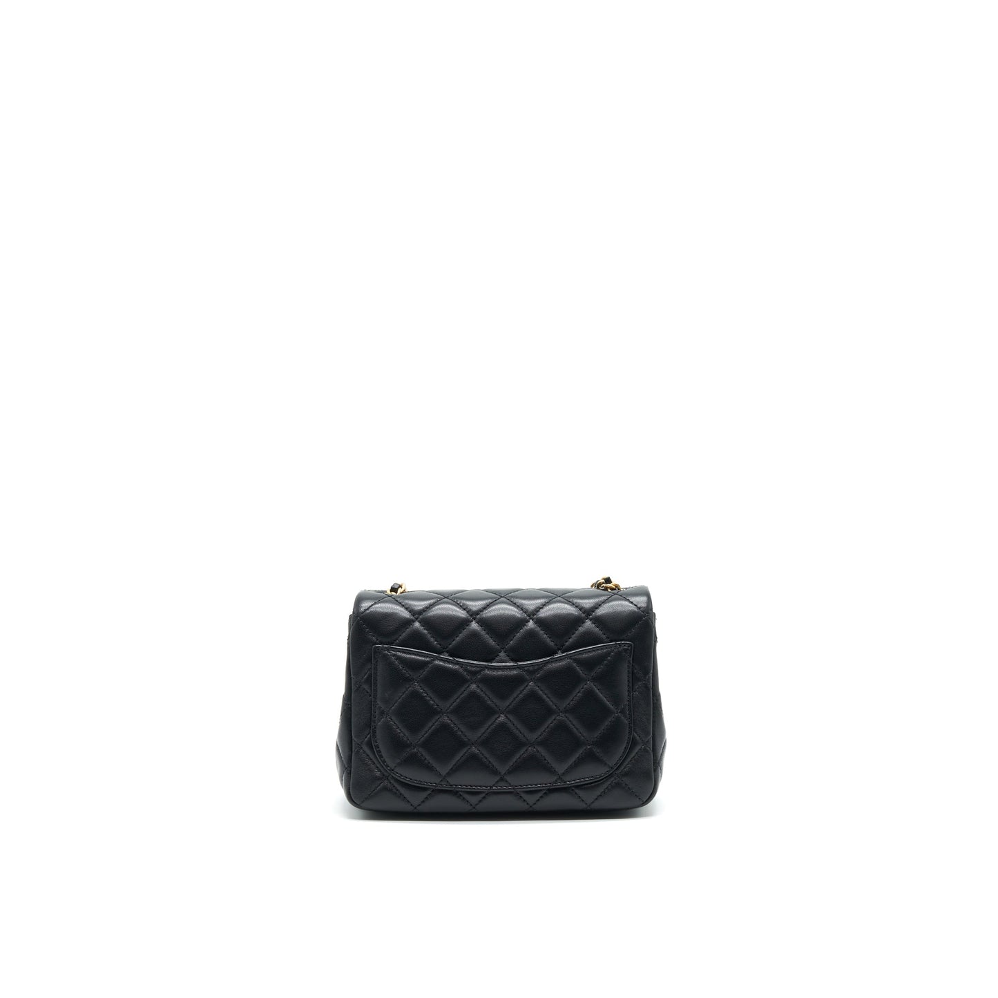 Chanel 21B pearl Crush Square flap GHW Black Shoulder Bag Microchip 1
