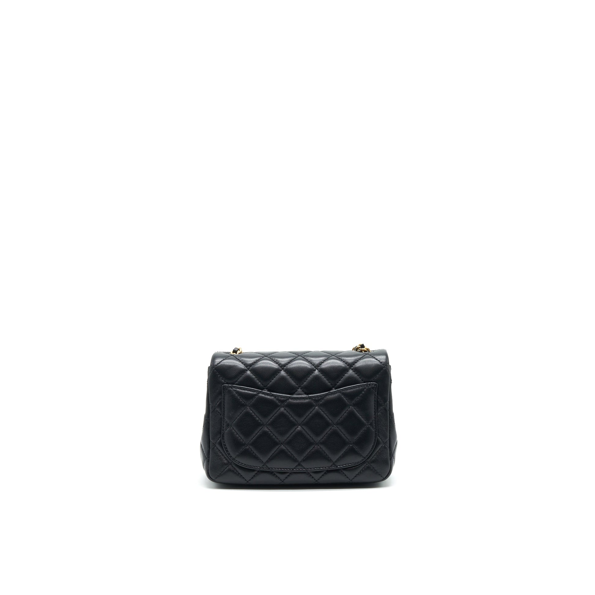Chanel 21B pearl Crush Square flap GHW Black Shoulder Bag Microchip 1