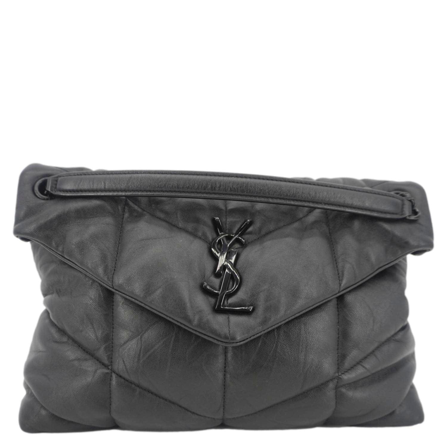 YSL Saint Laurent Yves Loulou Puffer Crossbody Bag Leather Lambskin Quilted